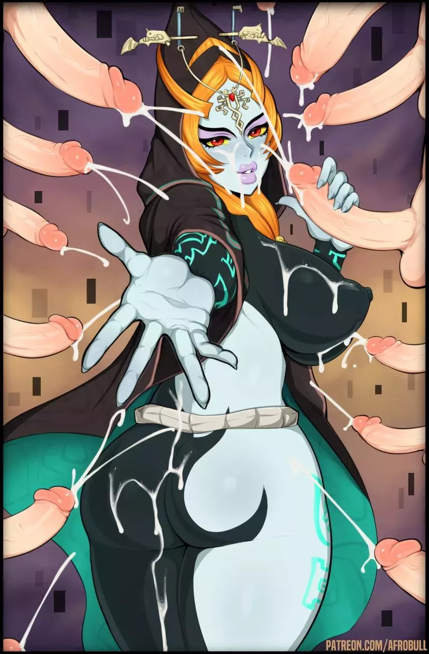 Midna surrounded by dicks (afrobull)