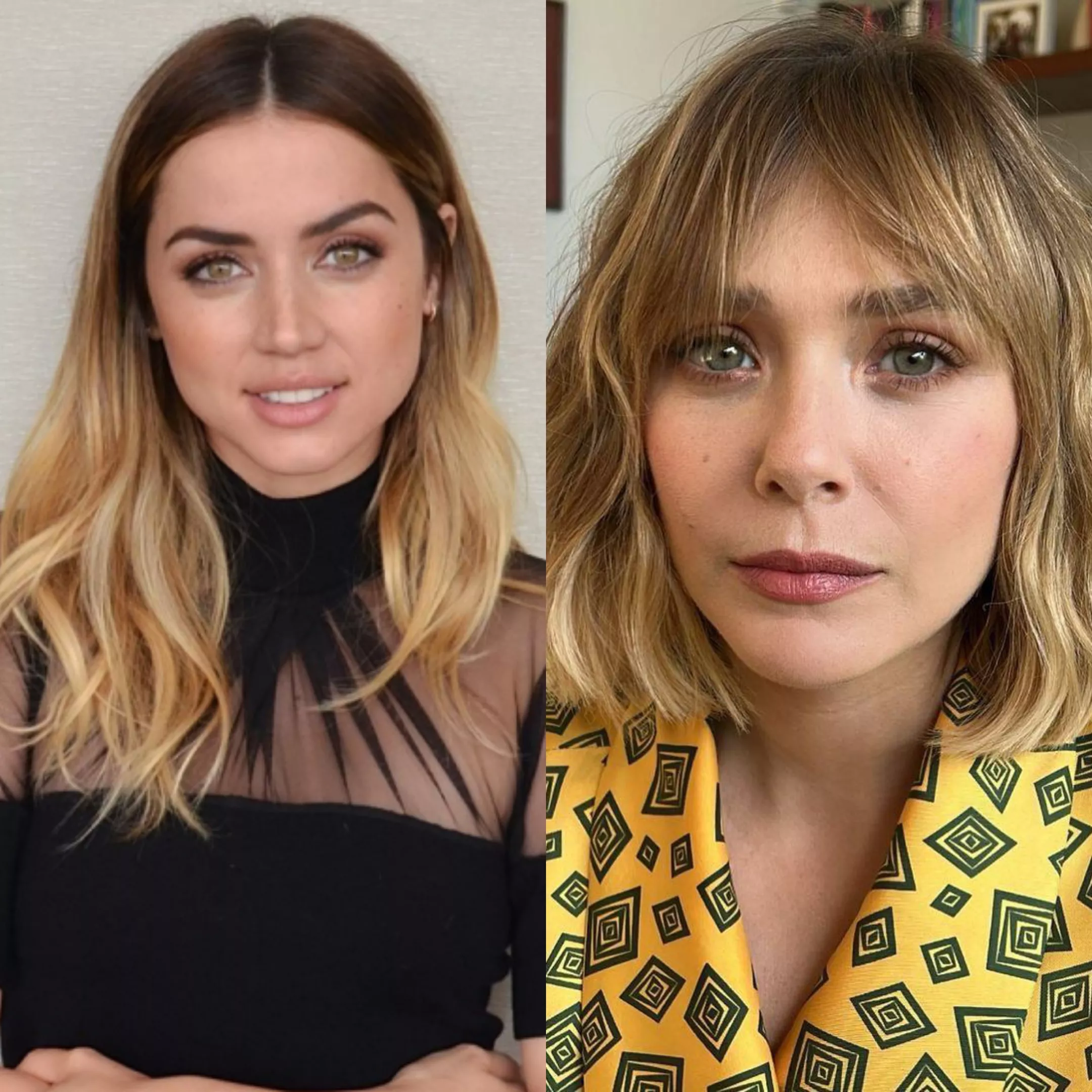 Can't think of a threesome I'd like the most than goddesses Ana de Armas and Elizabeth Olsen