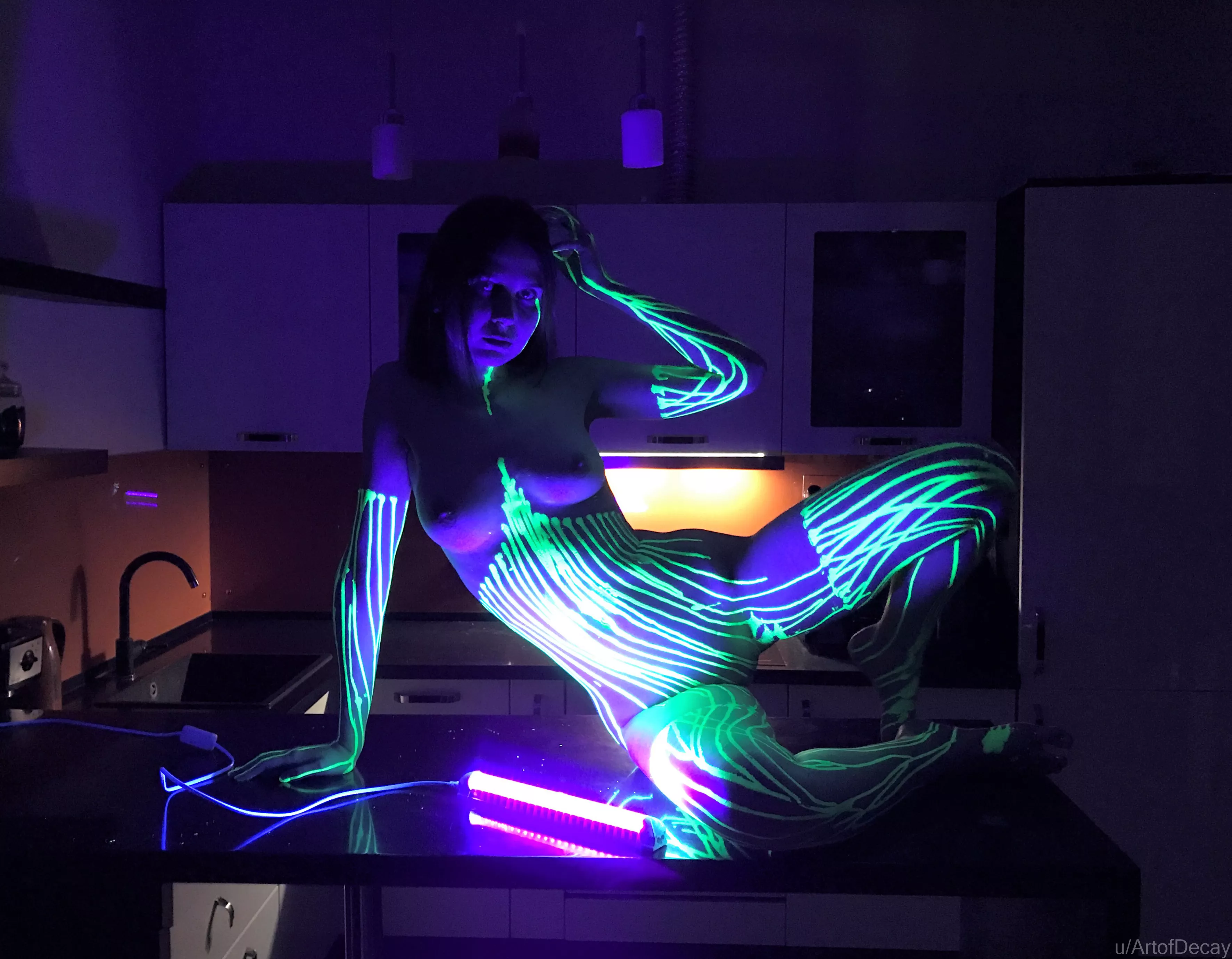 Neon bodypainting by ArtofDecay on SuccubusNastya nsfw