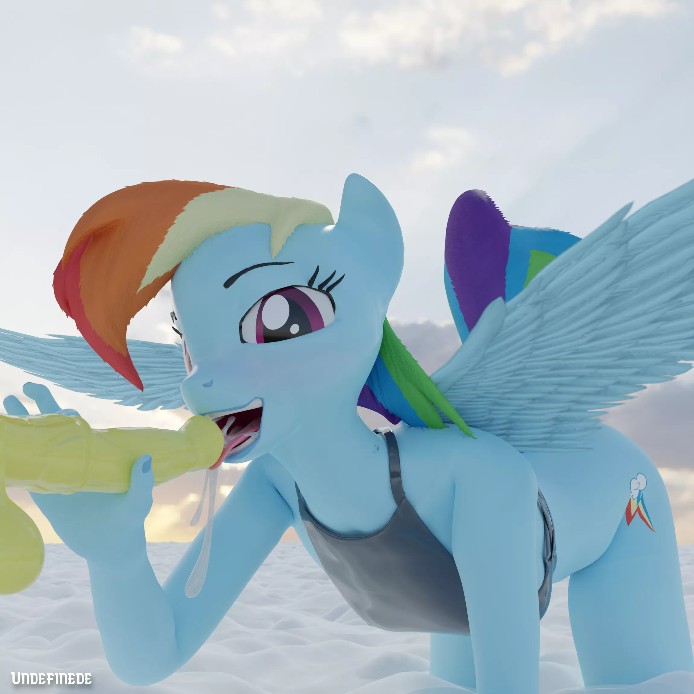 Rainbow Dash giving a blowjob on a cloud - Artist: Undefinede