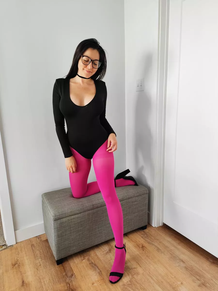 Hot pink tights and heels