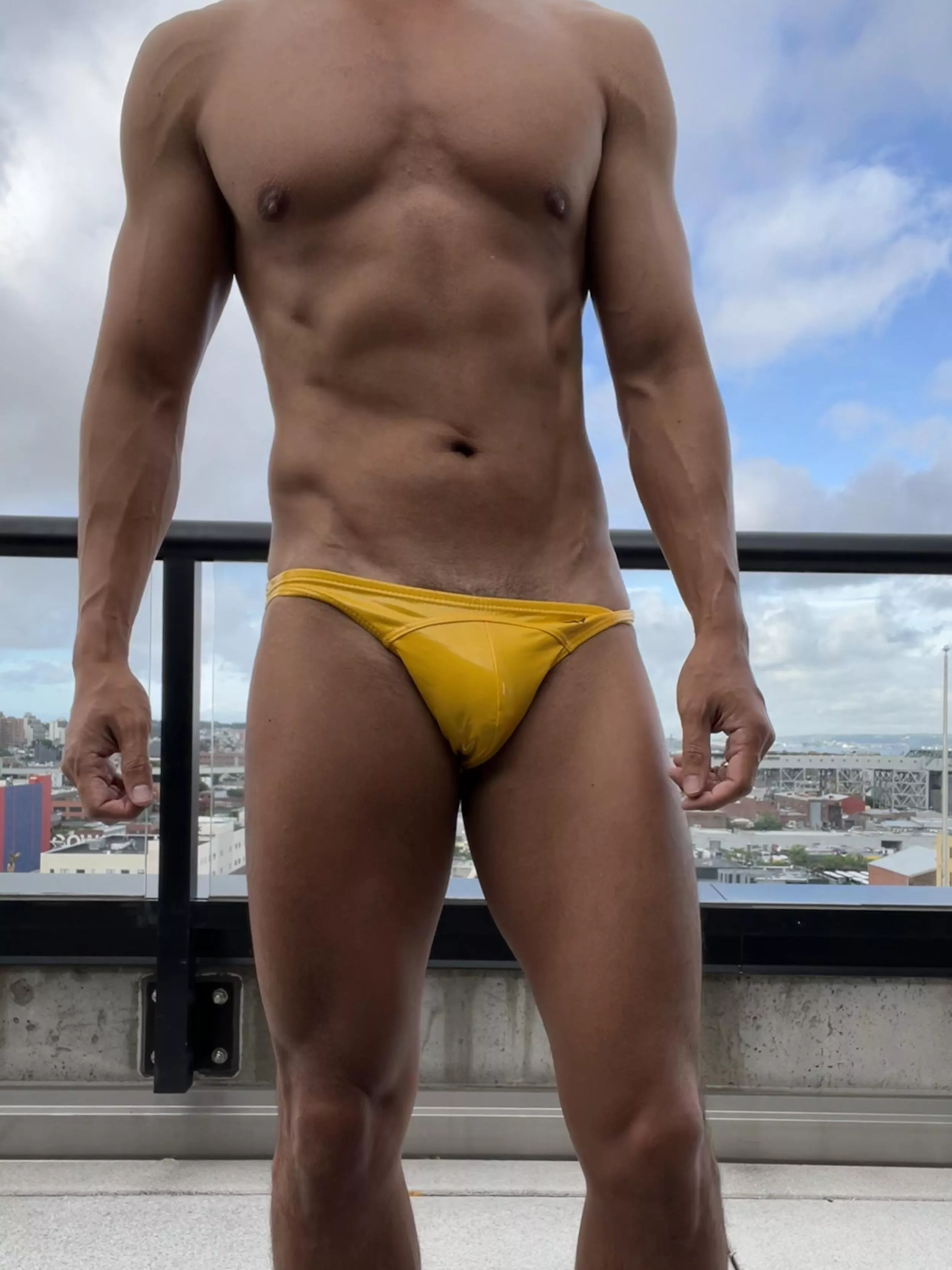 Yellow vinyl bikini briefs