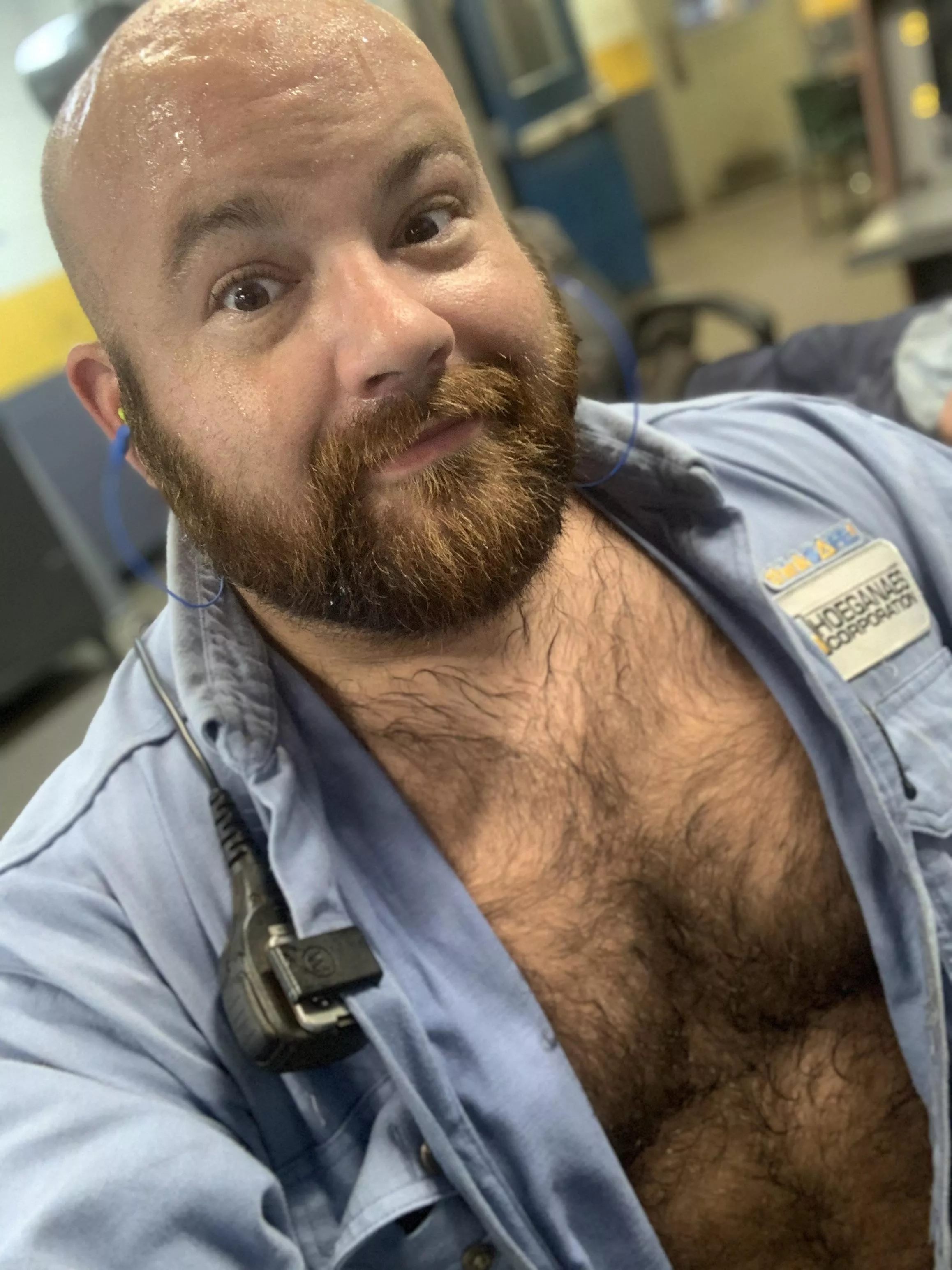 Sweaty at work.