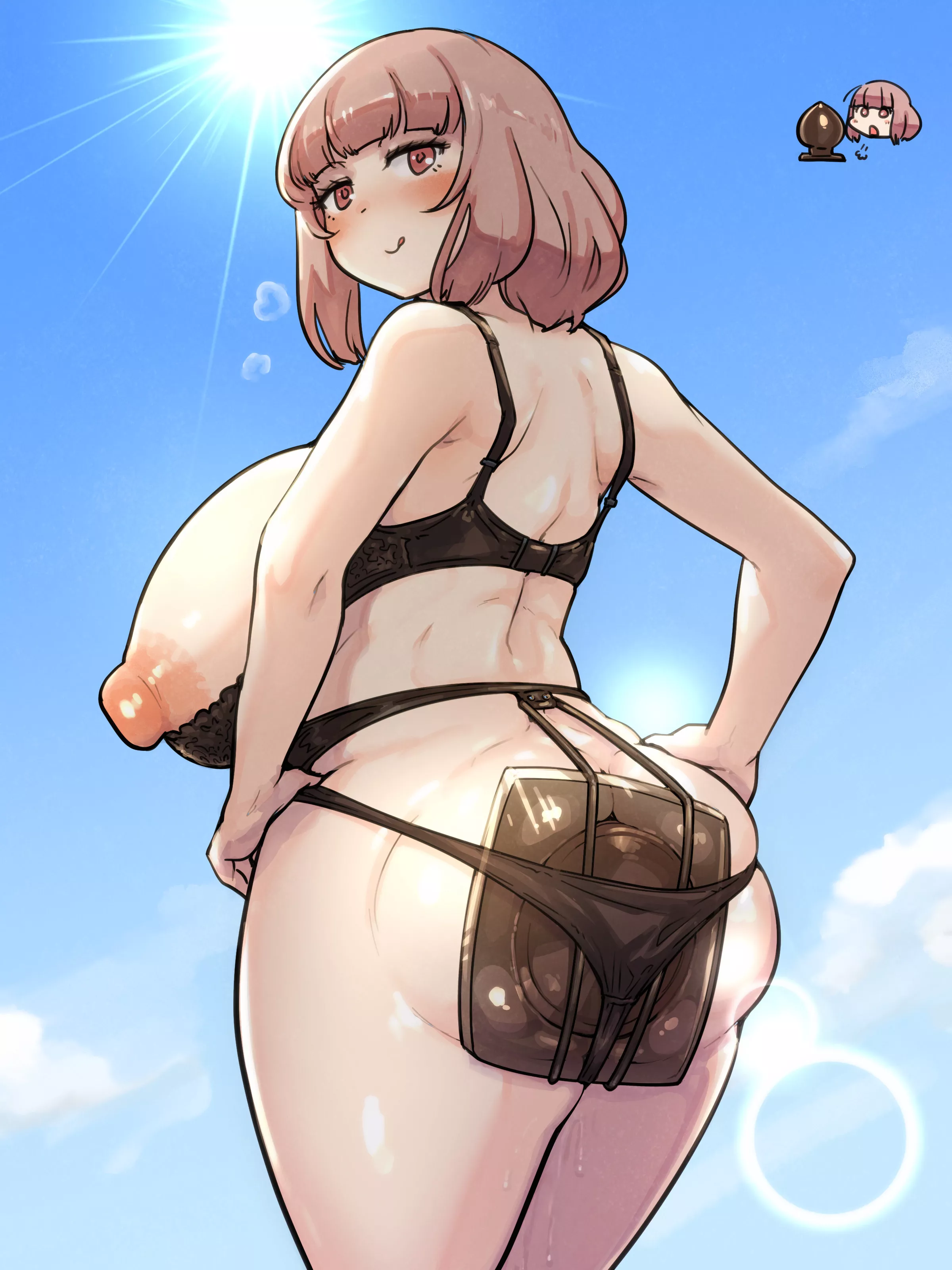 Wearing Her Biggest Plug To The Beach