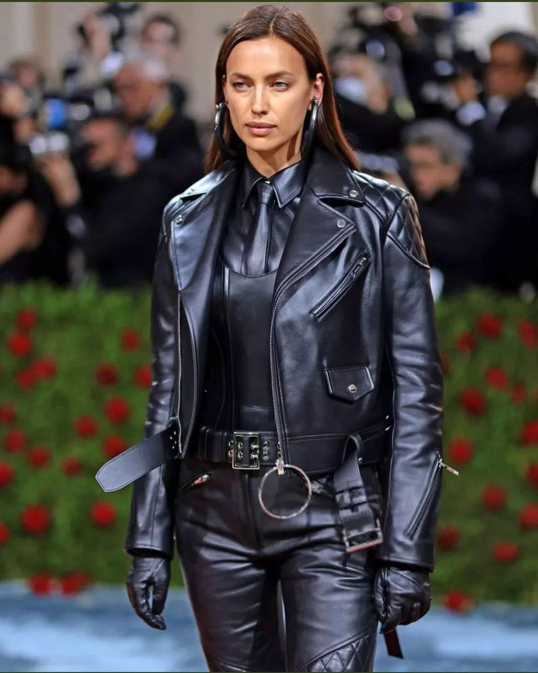 Irina Shayk in full leather