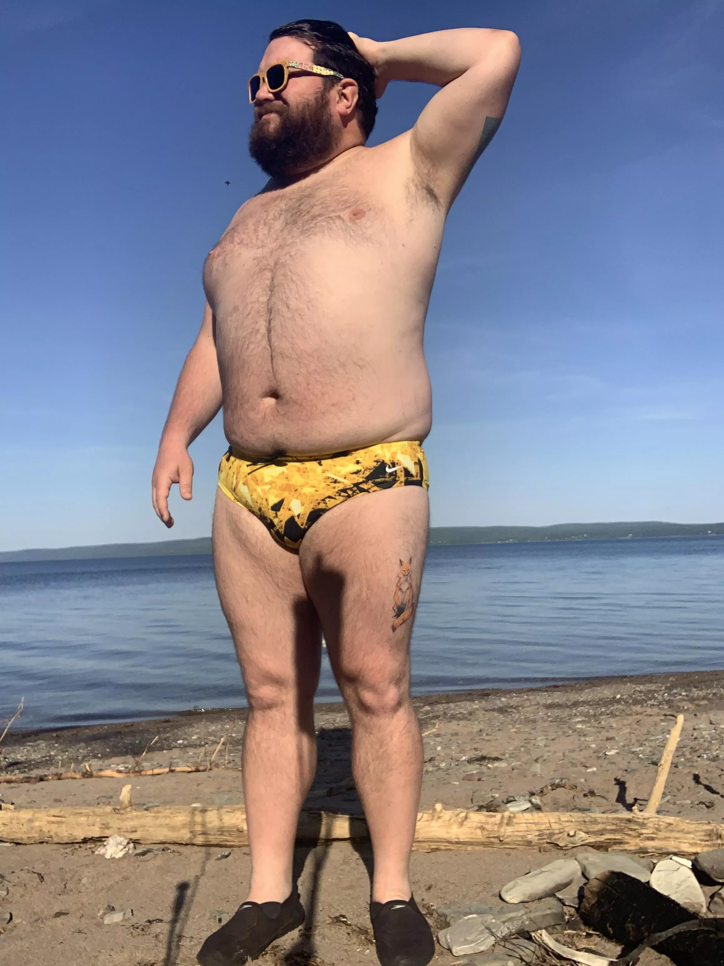 Swim briefs at the beach.