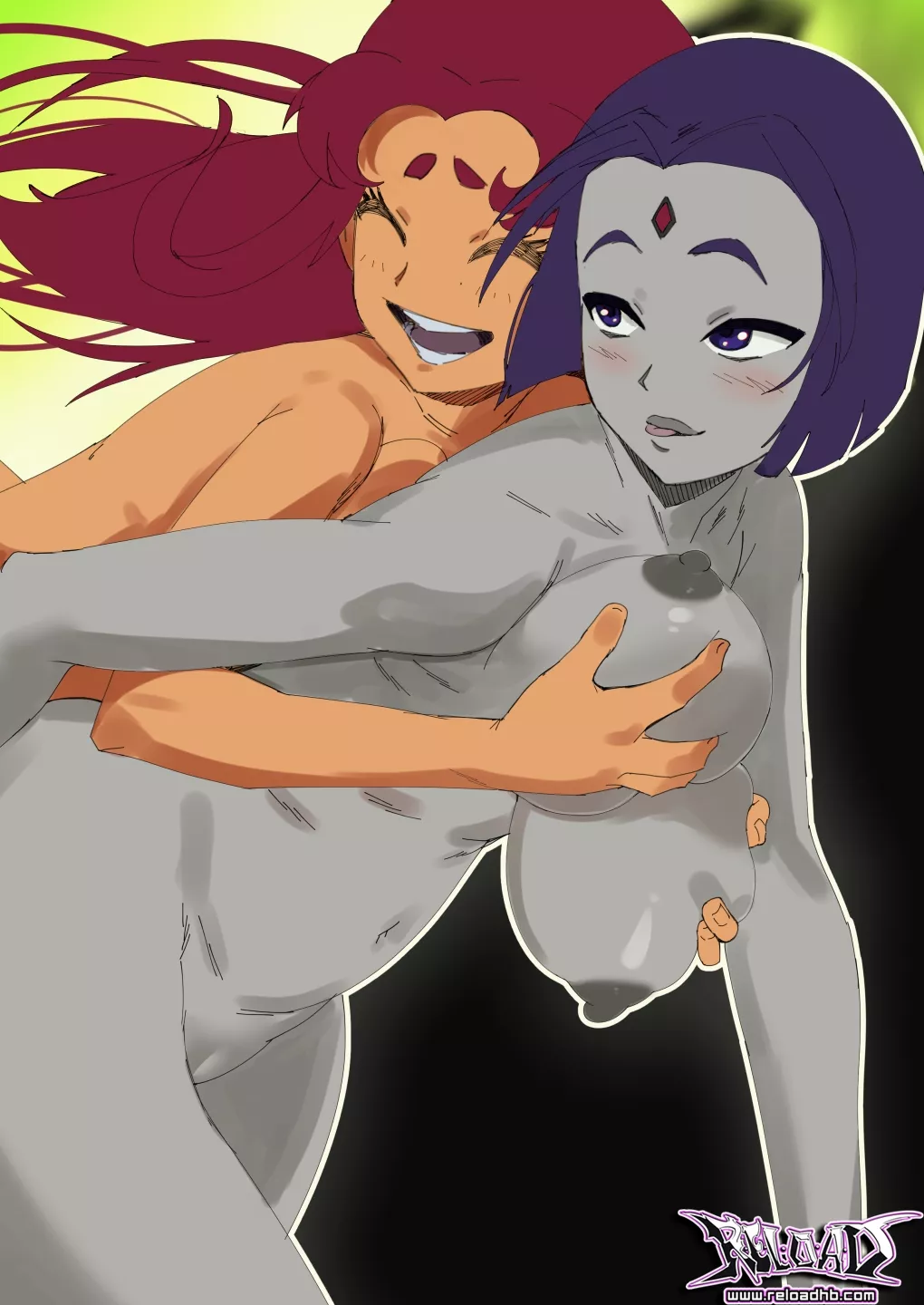 Raven enjoys Starfire's Tamaranian greeting (R-E-L-O-A-D)