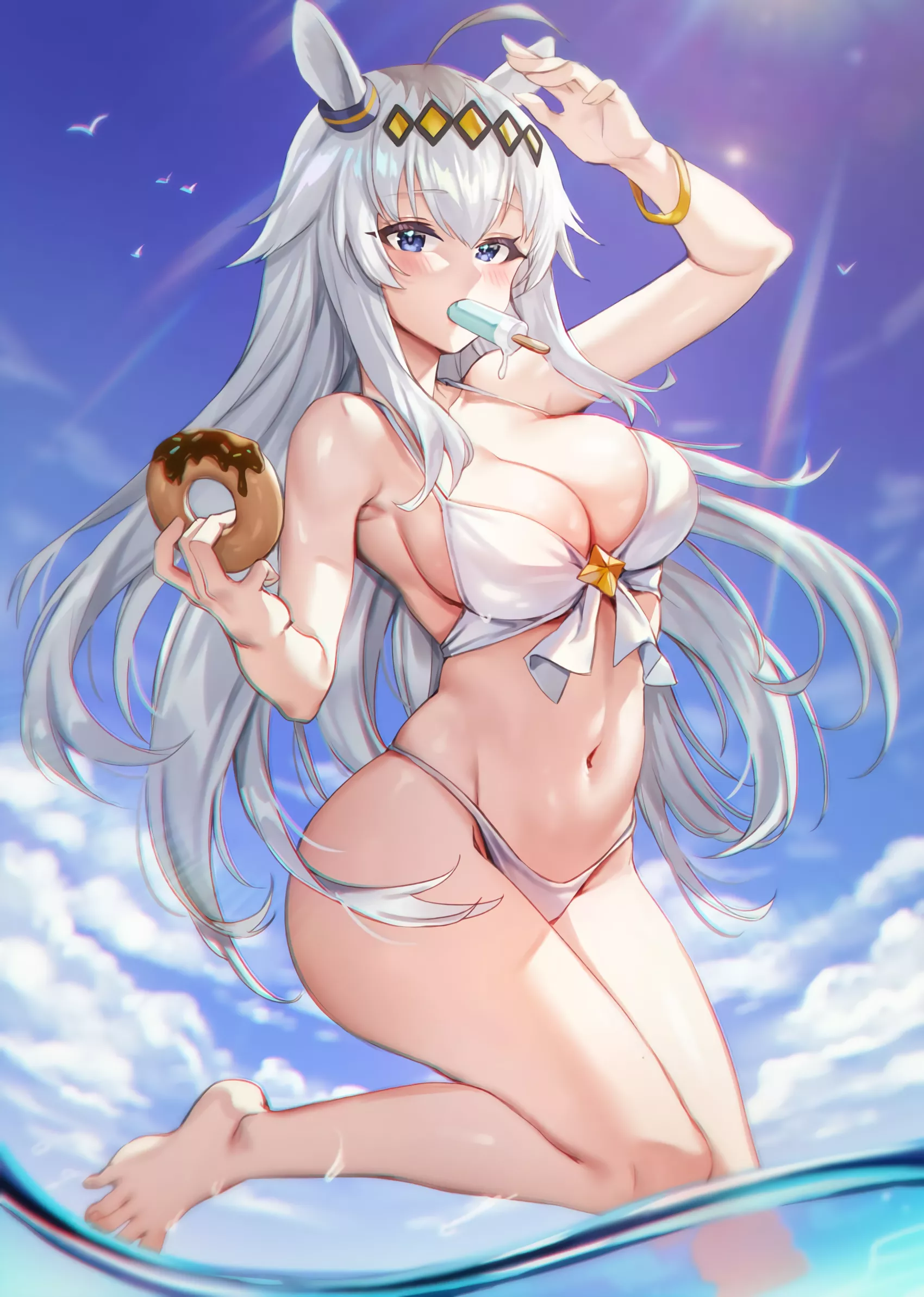 Oguri Cup with popsicle and doughnut (picter12) [Umamusume]