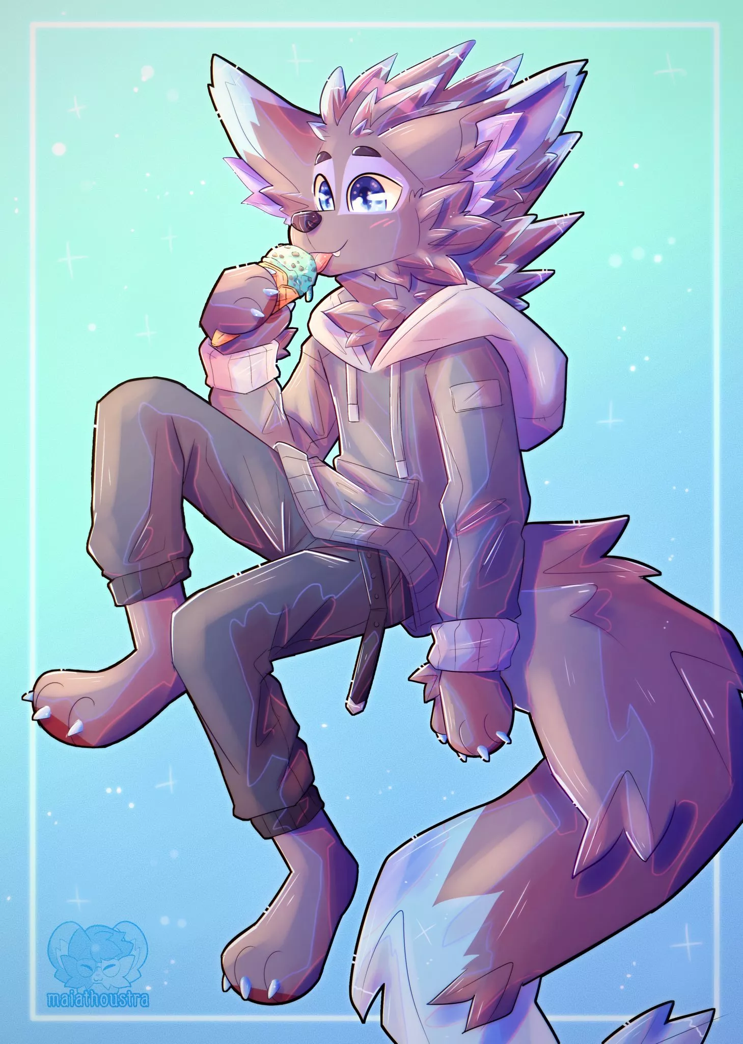 Chocolate chip mint ice cream ~ comm for Seaca, art by me @maiathoustra