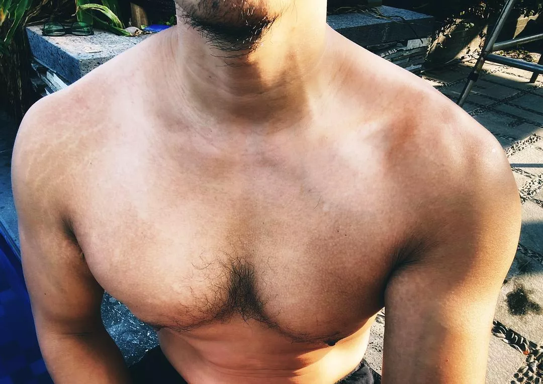 Big hairy Asian pecs