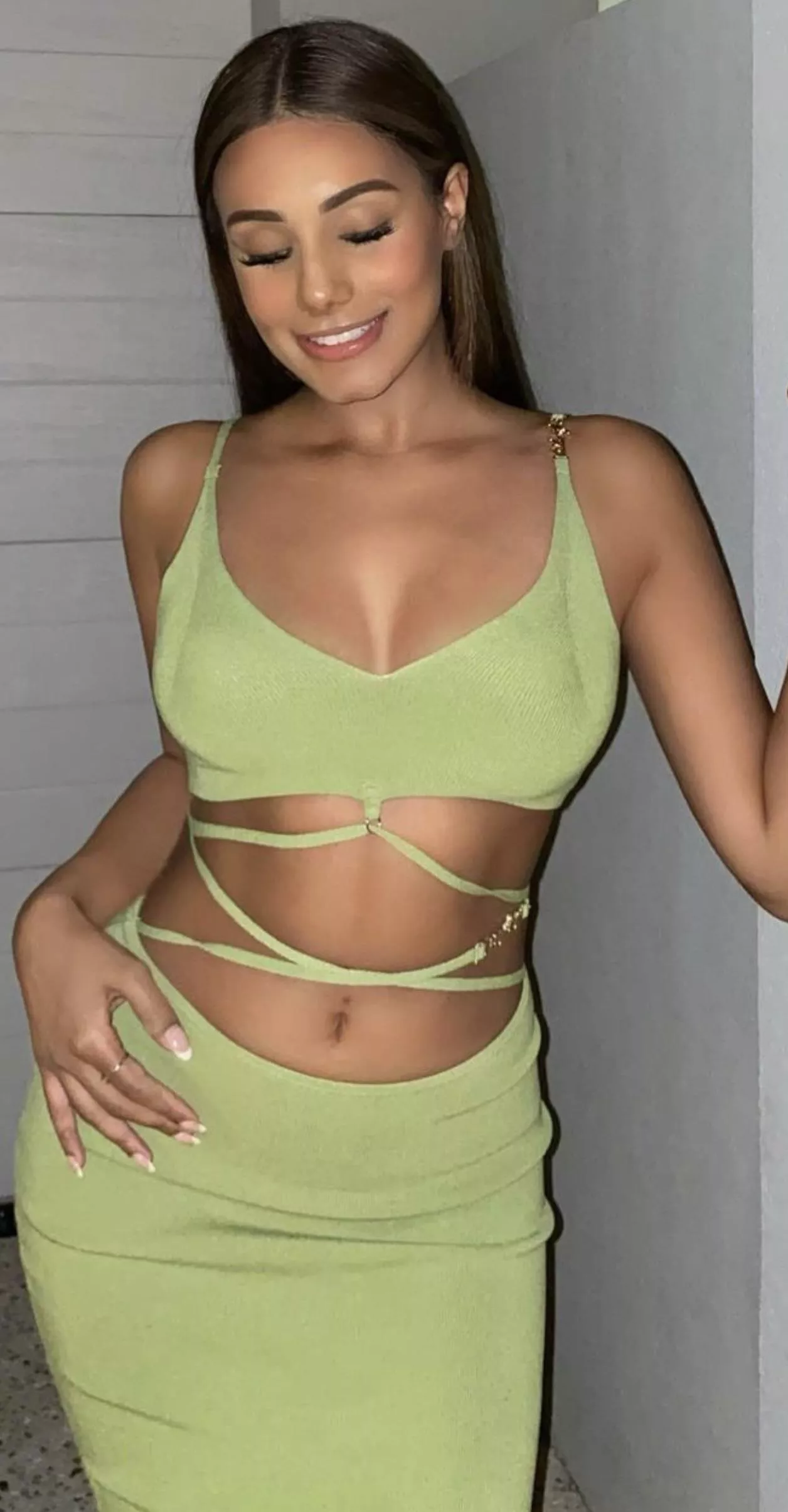 Tight green dress