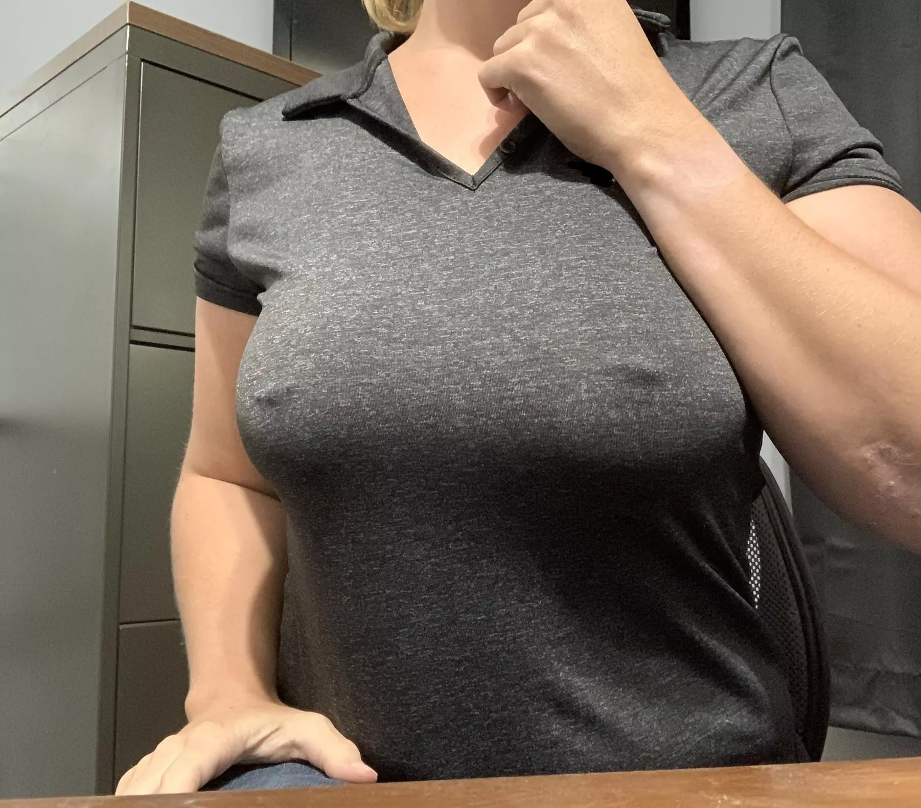 Braless at the office!