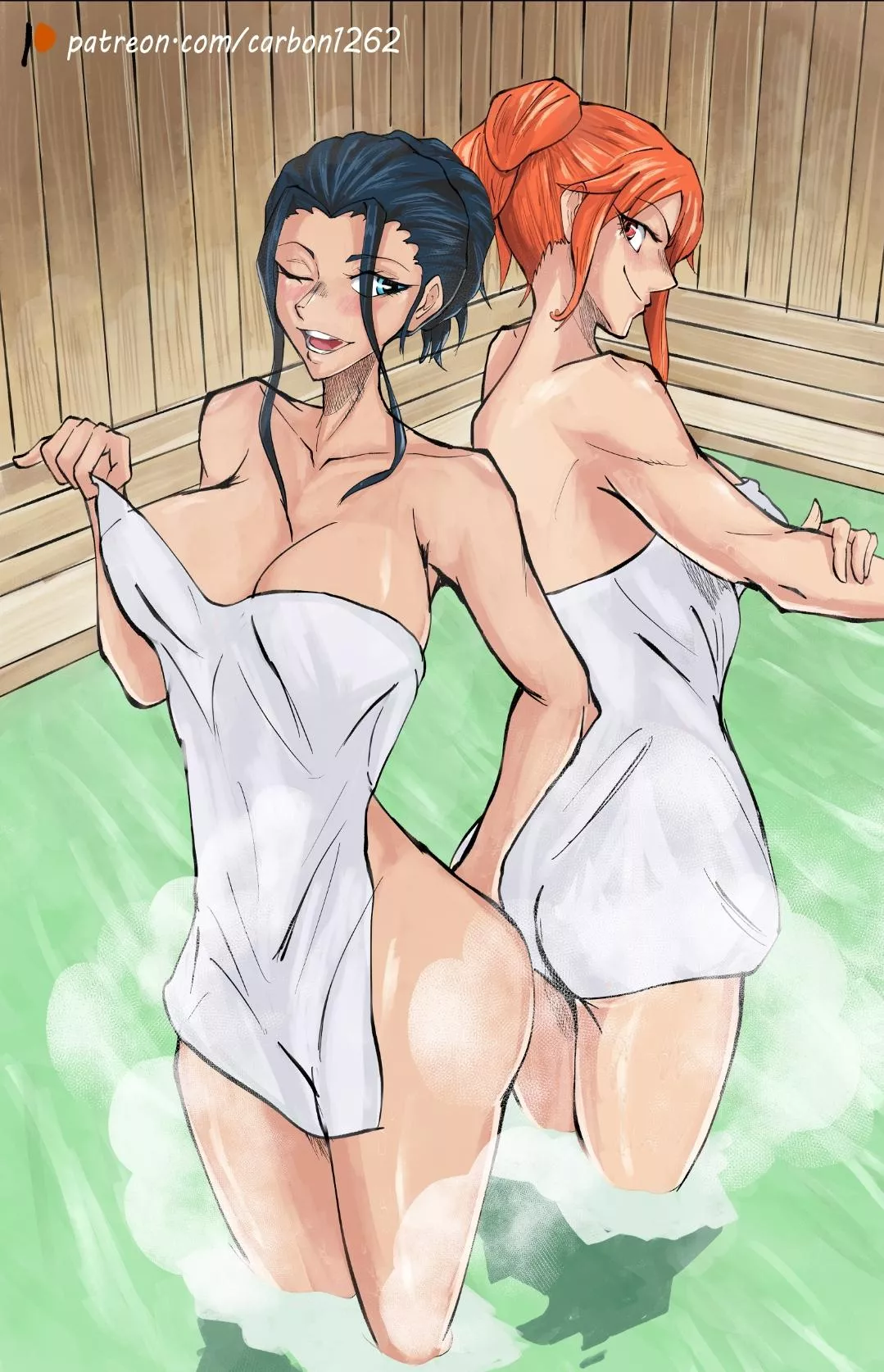 Nami and Robin sharing a bath by me, @carbon1262 on twitter:)