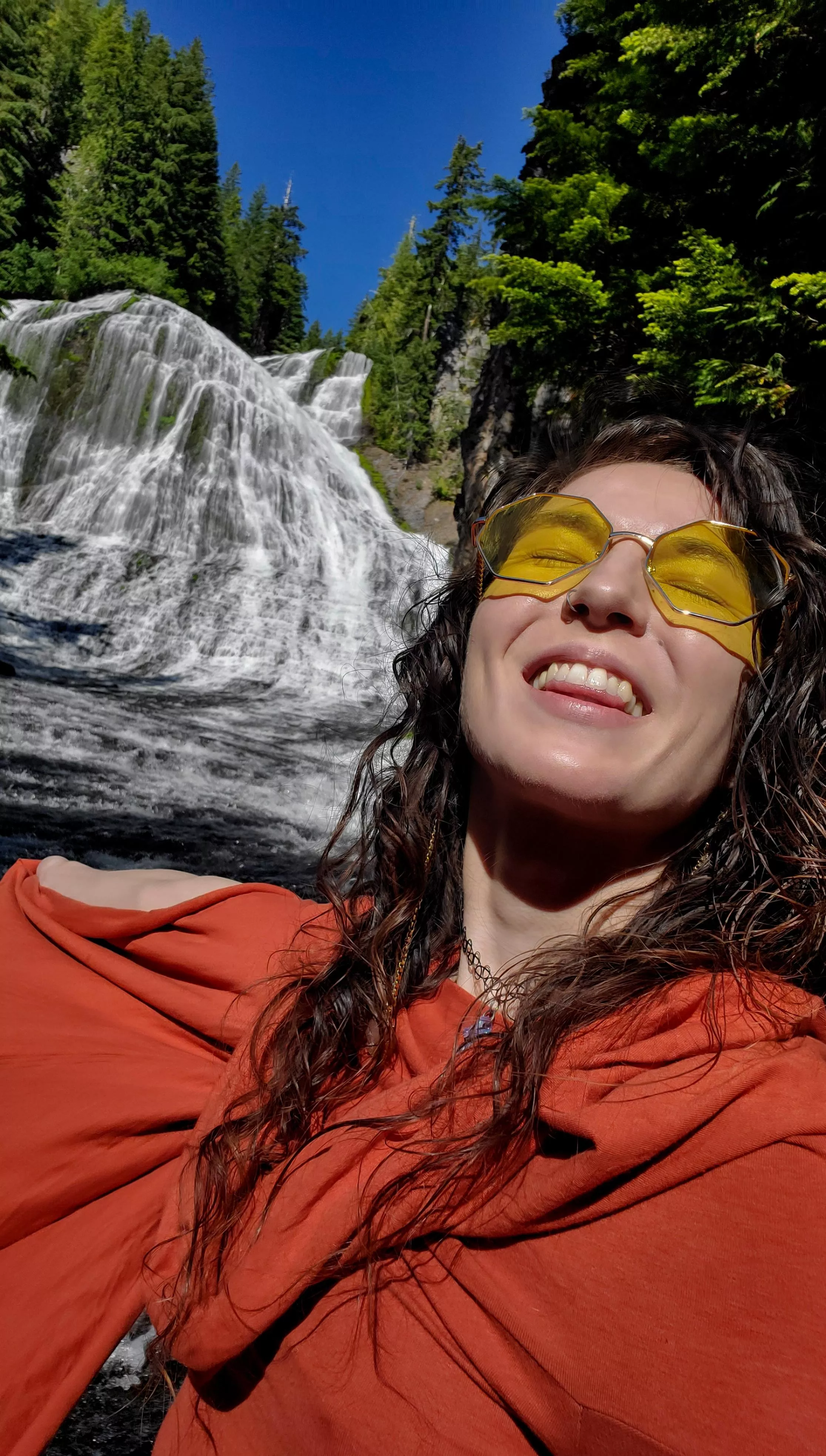 Happiest of hippies at my favorite off-trail waterfall!ðŸ¥°ðŸ’¦