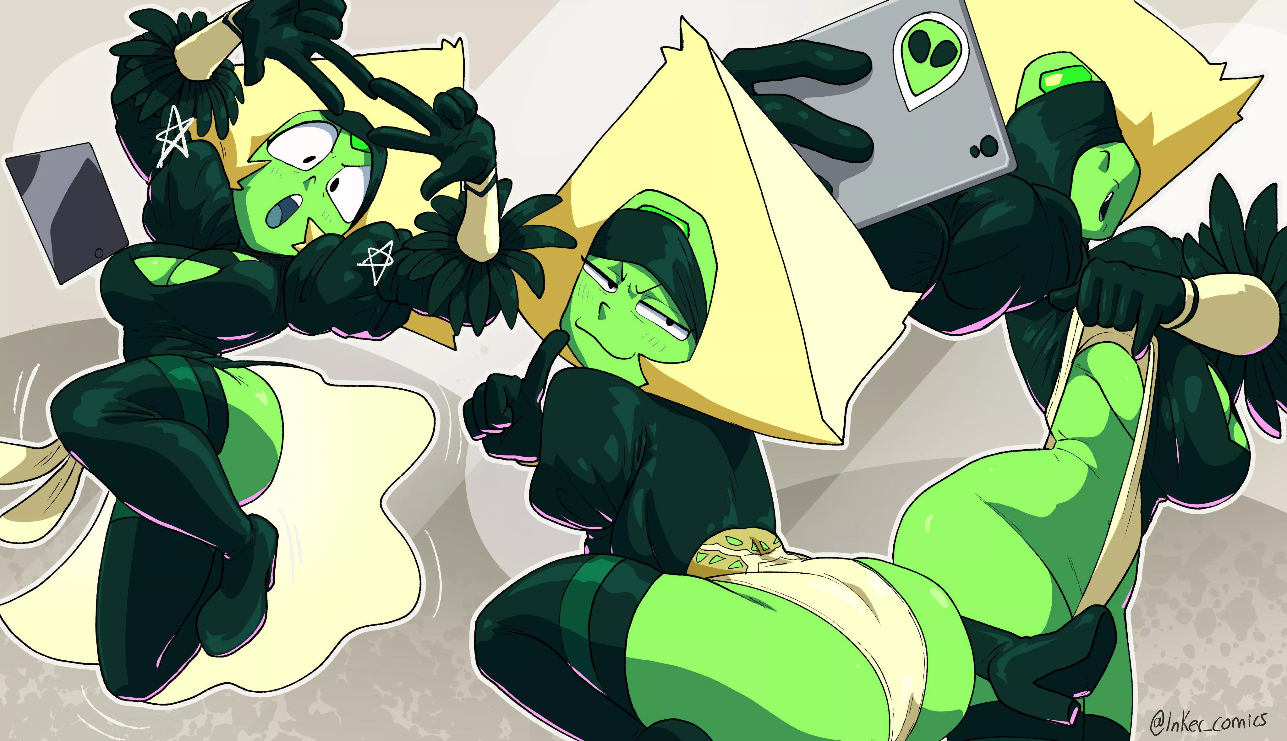 Peridot cosplaying as 2B (Art by Inker_comics)