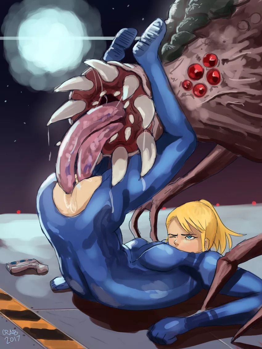 Samus pinned and in trouble: