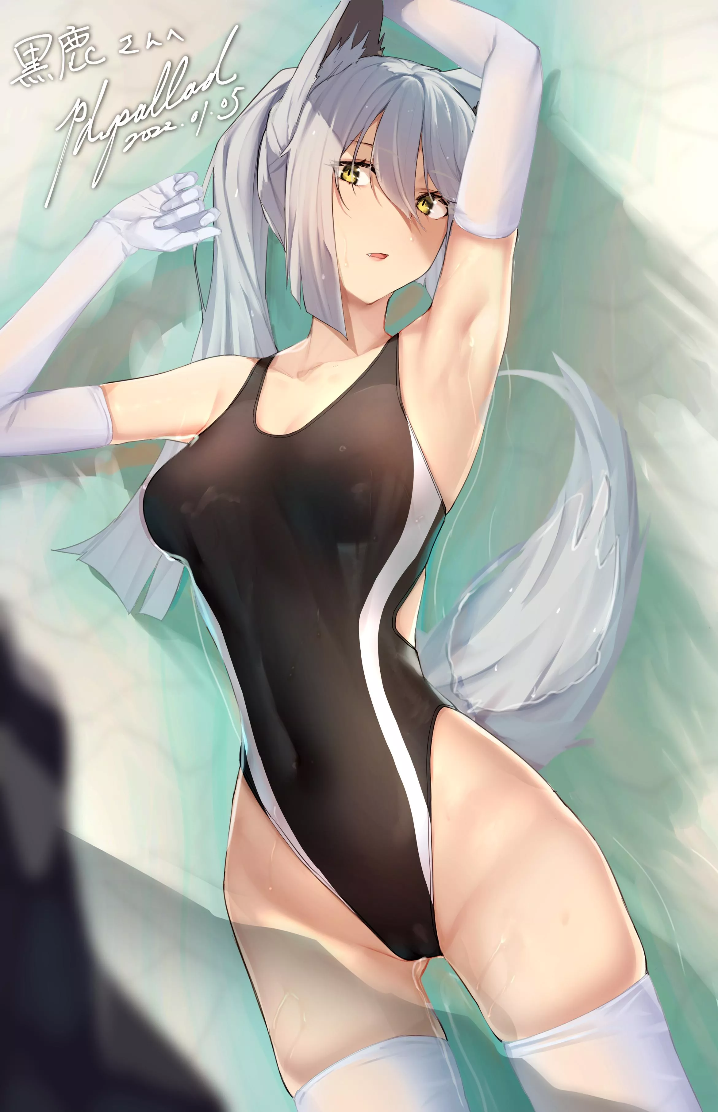 Fox Girl Swimmer Highleg One-Piece ( Pallad ) [Original]