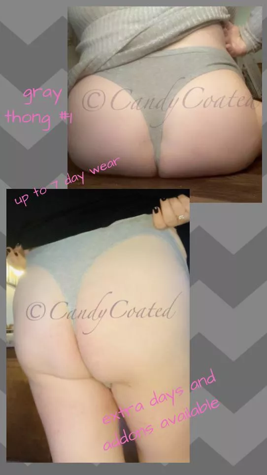 ðŸ­ My favorite thong is up for grabs! [Selling] check out my add ons including masturbation ðŸ­ panty diary ðŸ­ stuffing ðŸ­ cream pie ðŸ­ no shower ðŸ­ vibe control ðŸ­ and more!