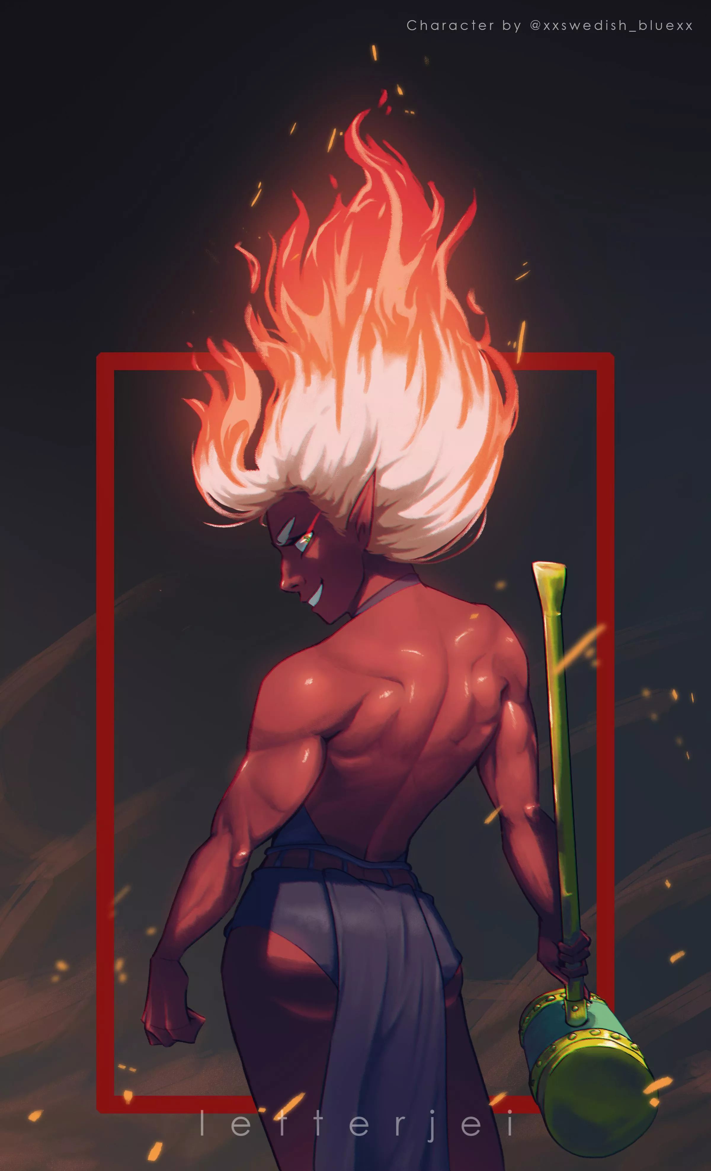 Patience the Berserker Barbarian, Fire Genasi, by me