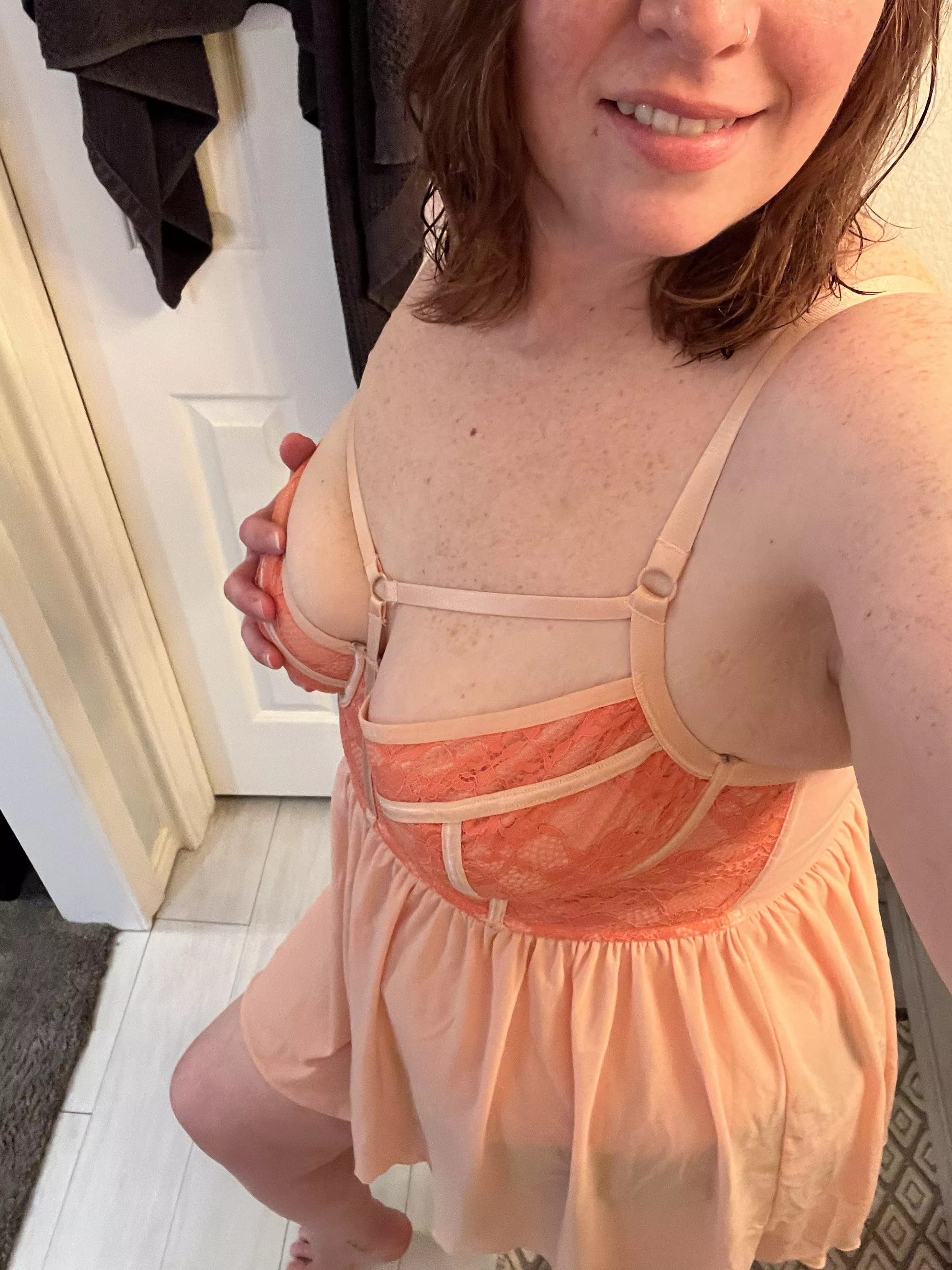 Wife was trying on lingerie for me. Would you fuck her in this?