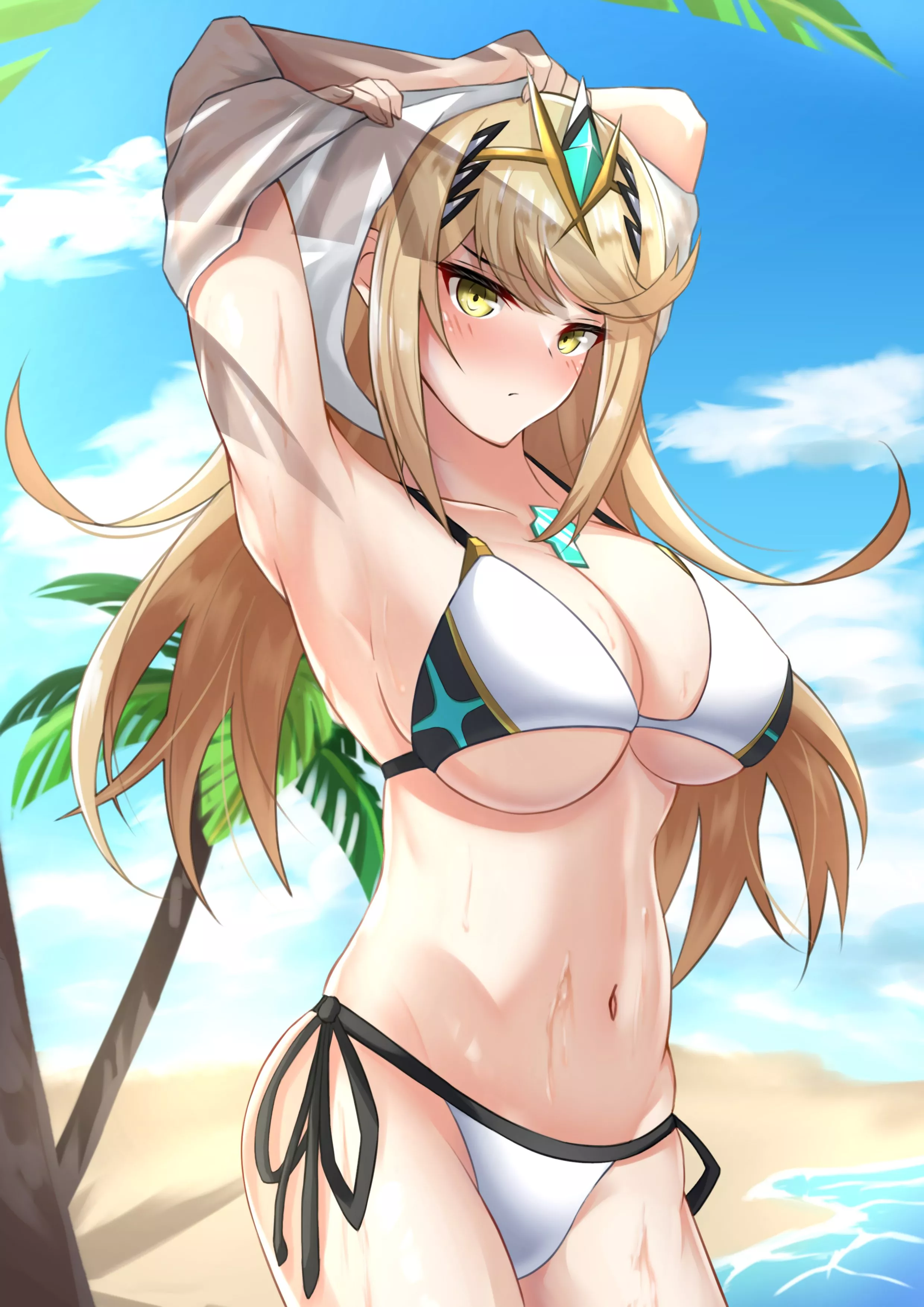 Mythra Beachside Undressing (Ega-chan) [Xenoblade]