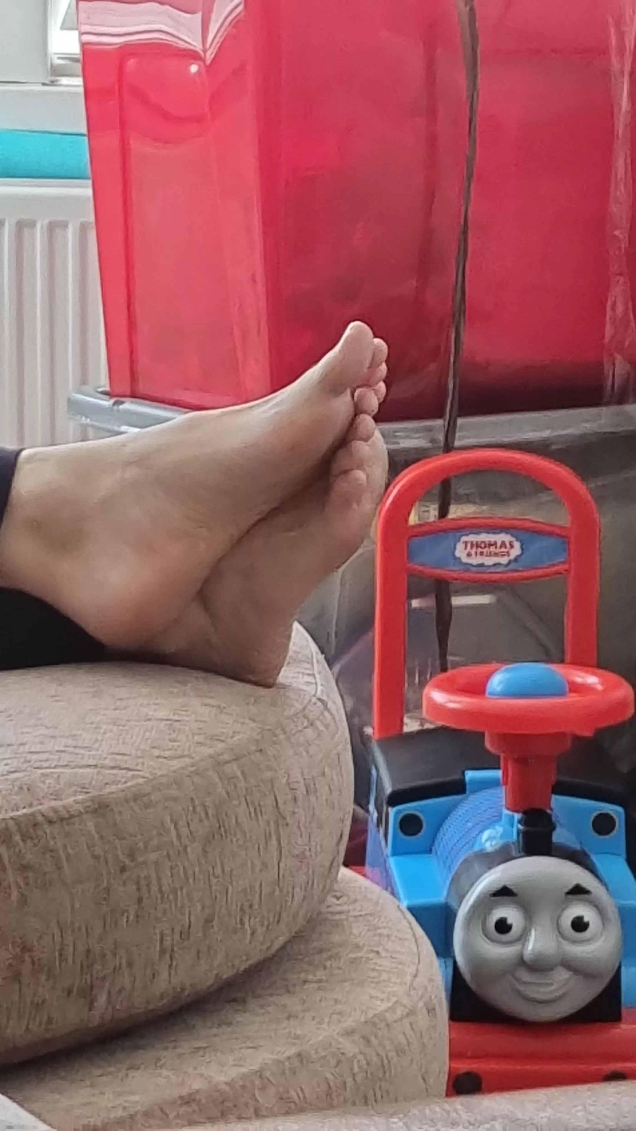 Thomas seems to like my wifes feet