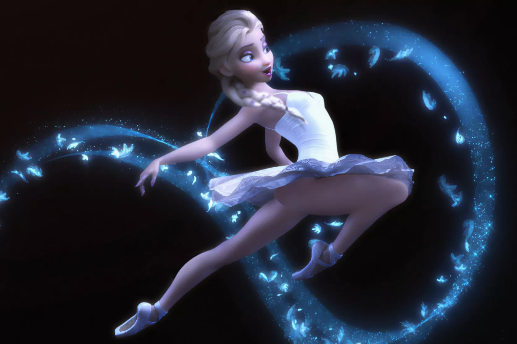 Elsa performing the pantieless ballet 