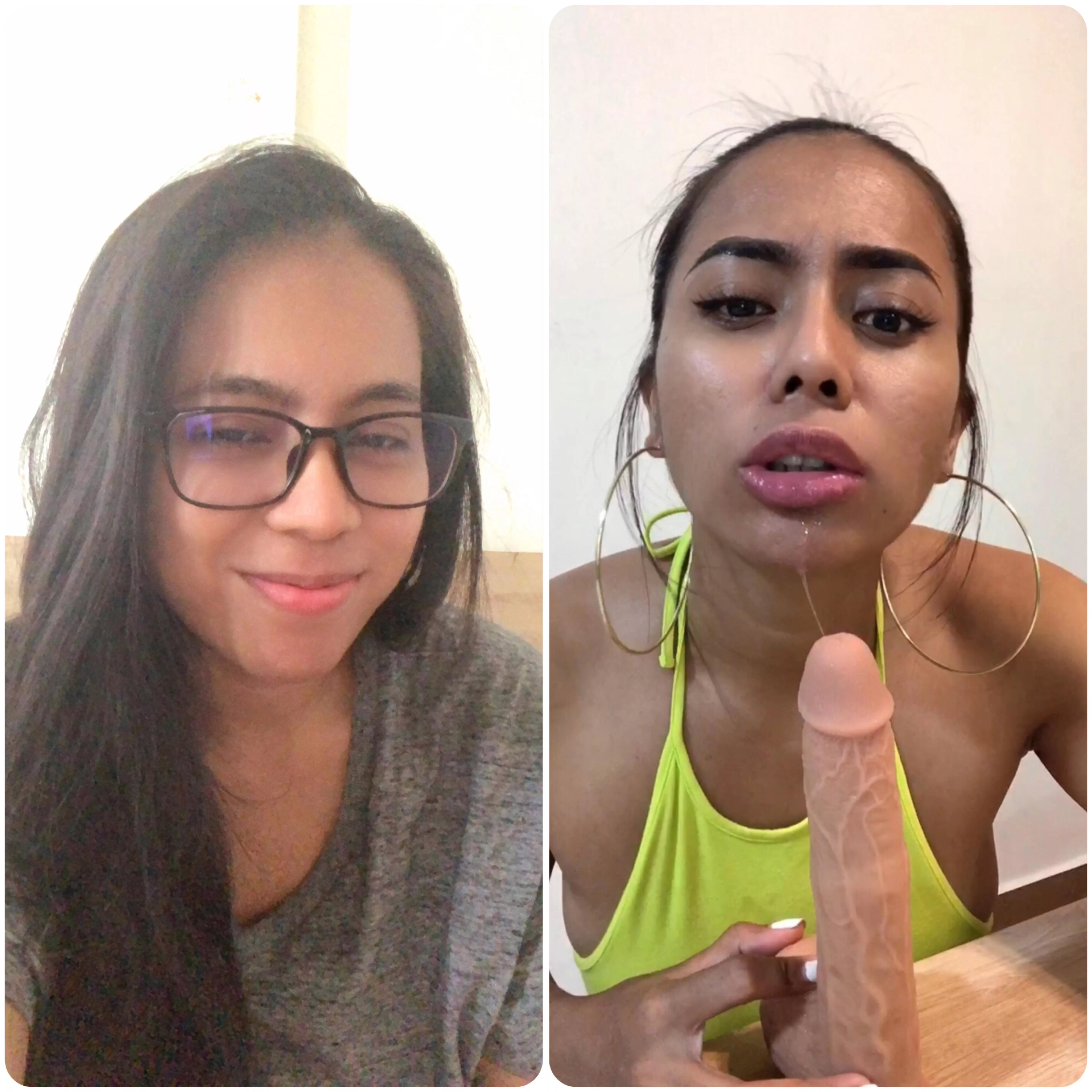 From timid little nerd to ditzy Asian bimbo wishing to be covered in cum on a daily basis