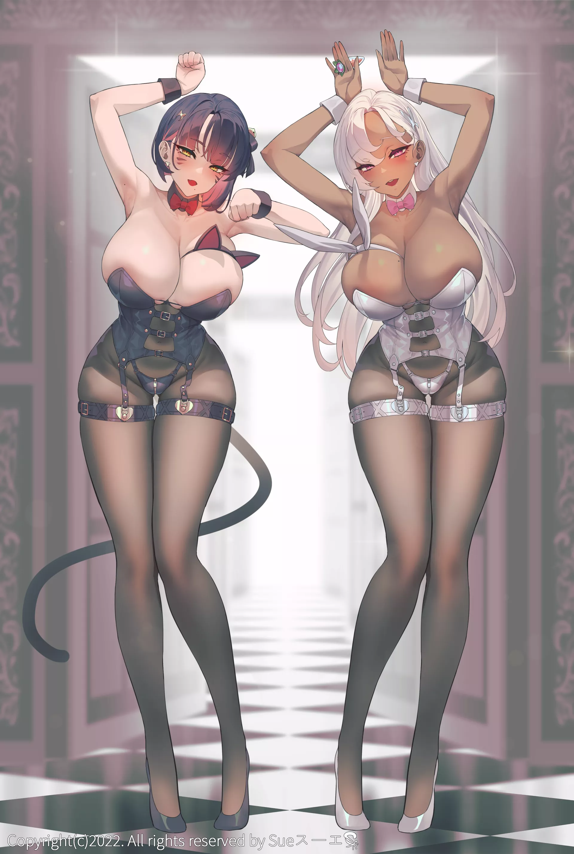 Bunny And Cat Girls Bound Blush (Suerte) [Original]