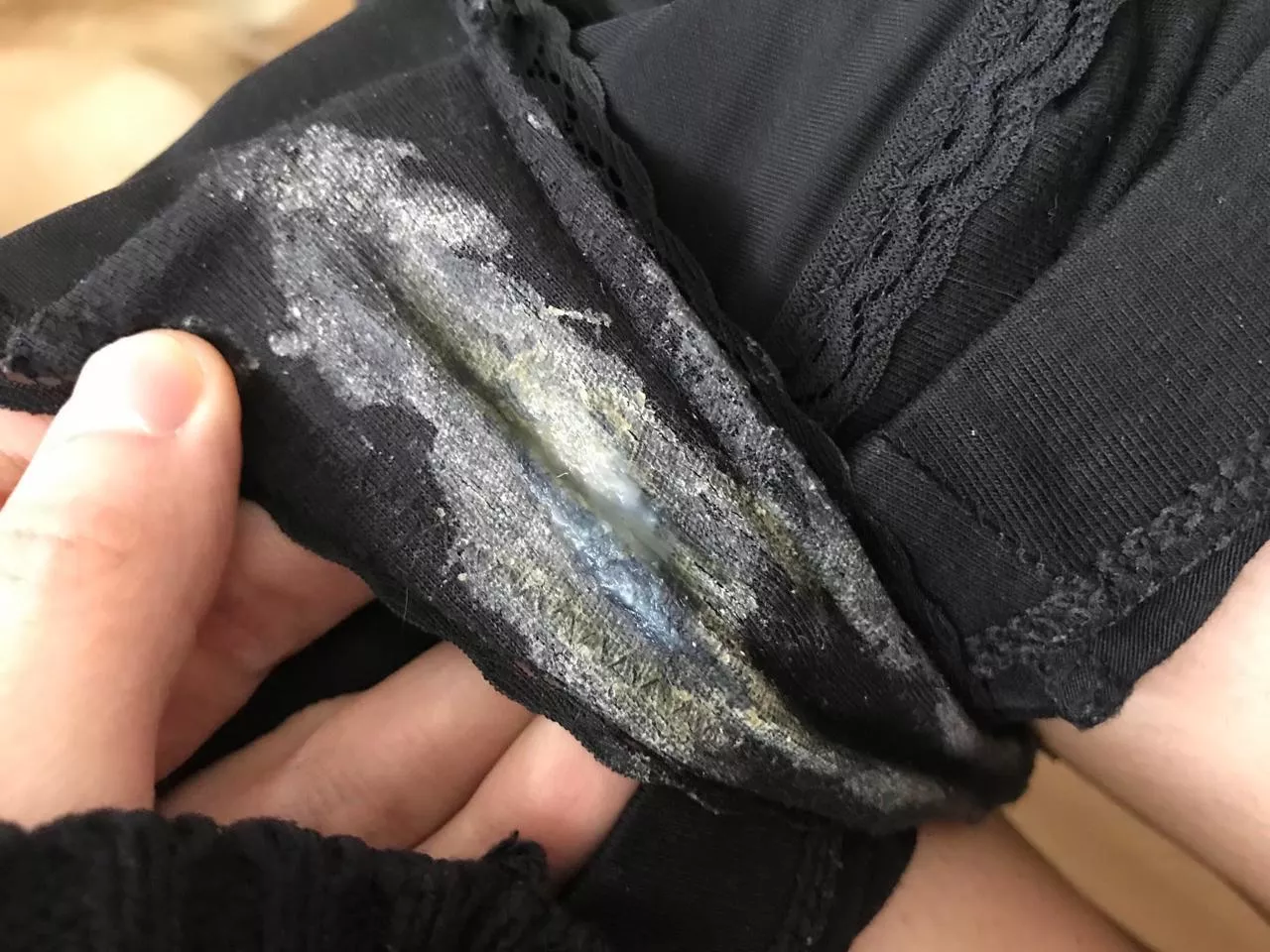 Dirty and very sweaty wet creamy gym panties after a long day at work. Ask to see my panty drawer. Youâ€™ll love it!