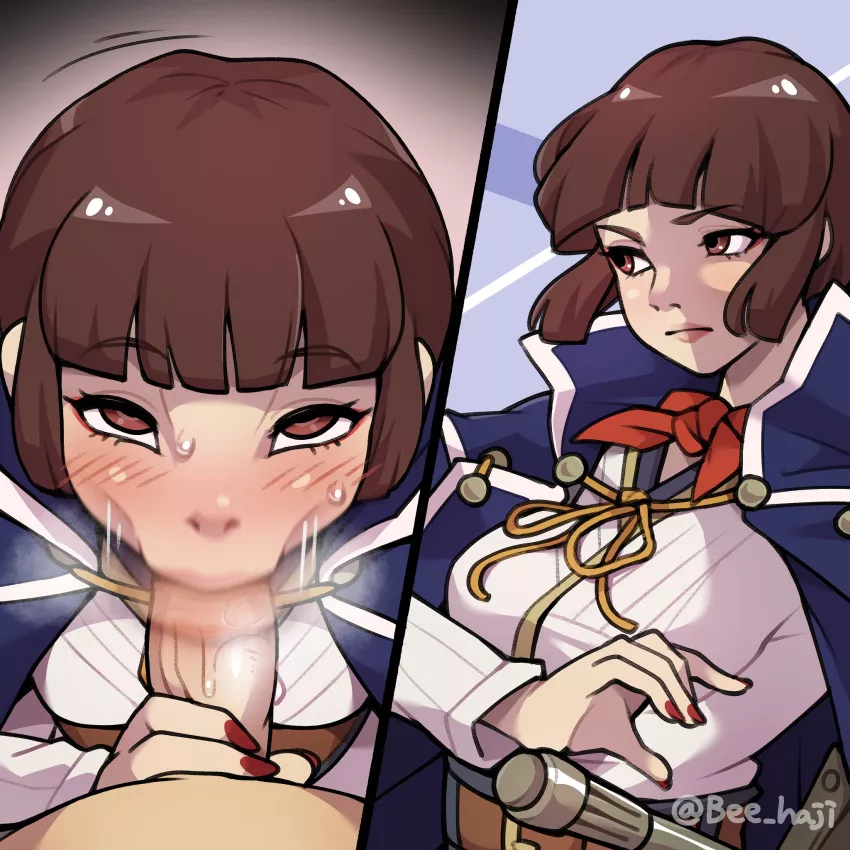 Isabeau enjoys sucking your samurai sword (bee haji)