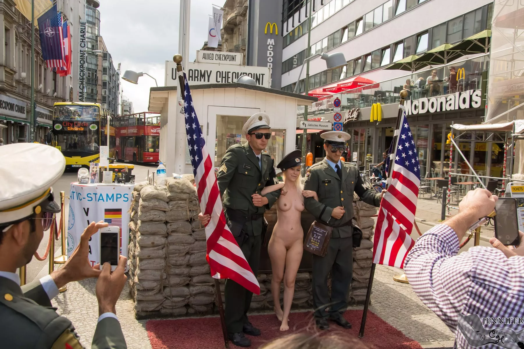 Jennifer + Checkpoint Charlie again.