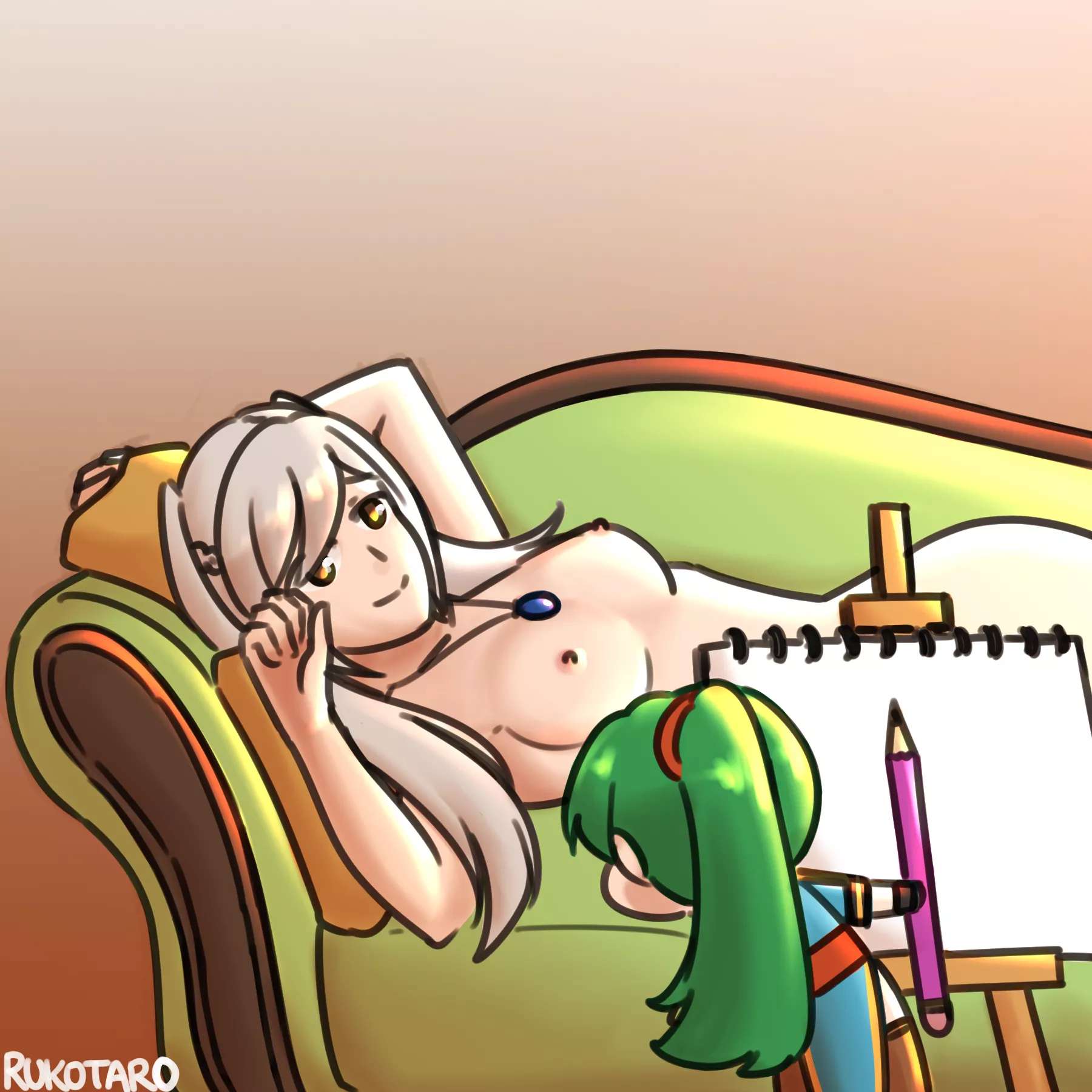 Robin being drawn like one of those french girls.