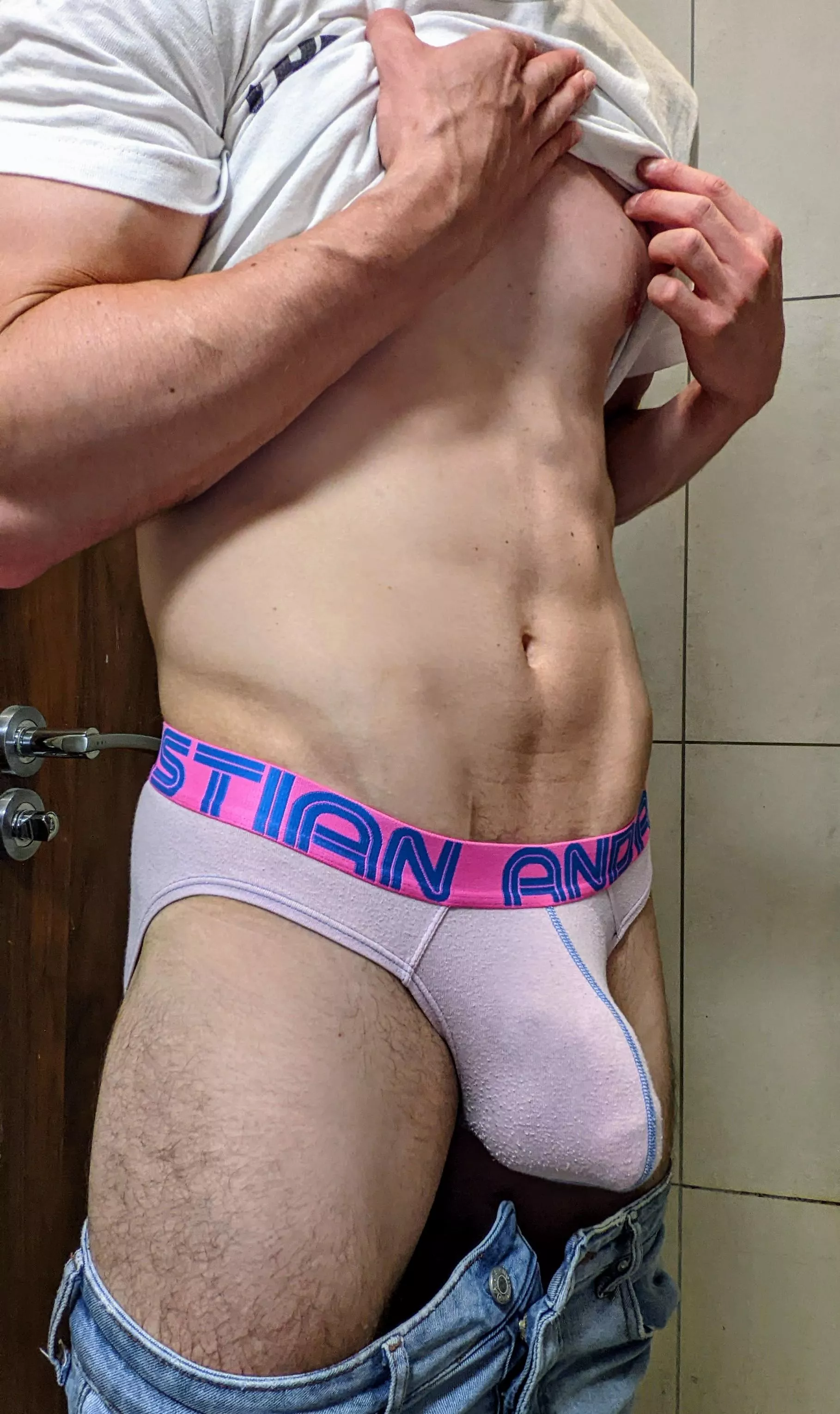 When you're a jock that secretly wears pretty pink briefs