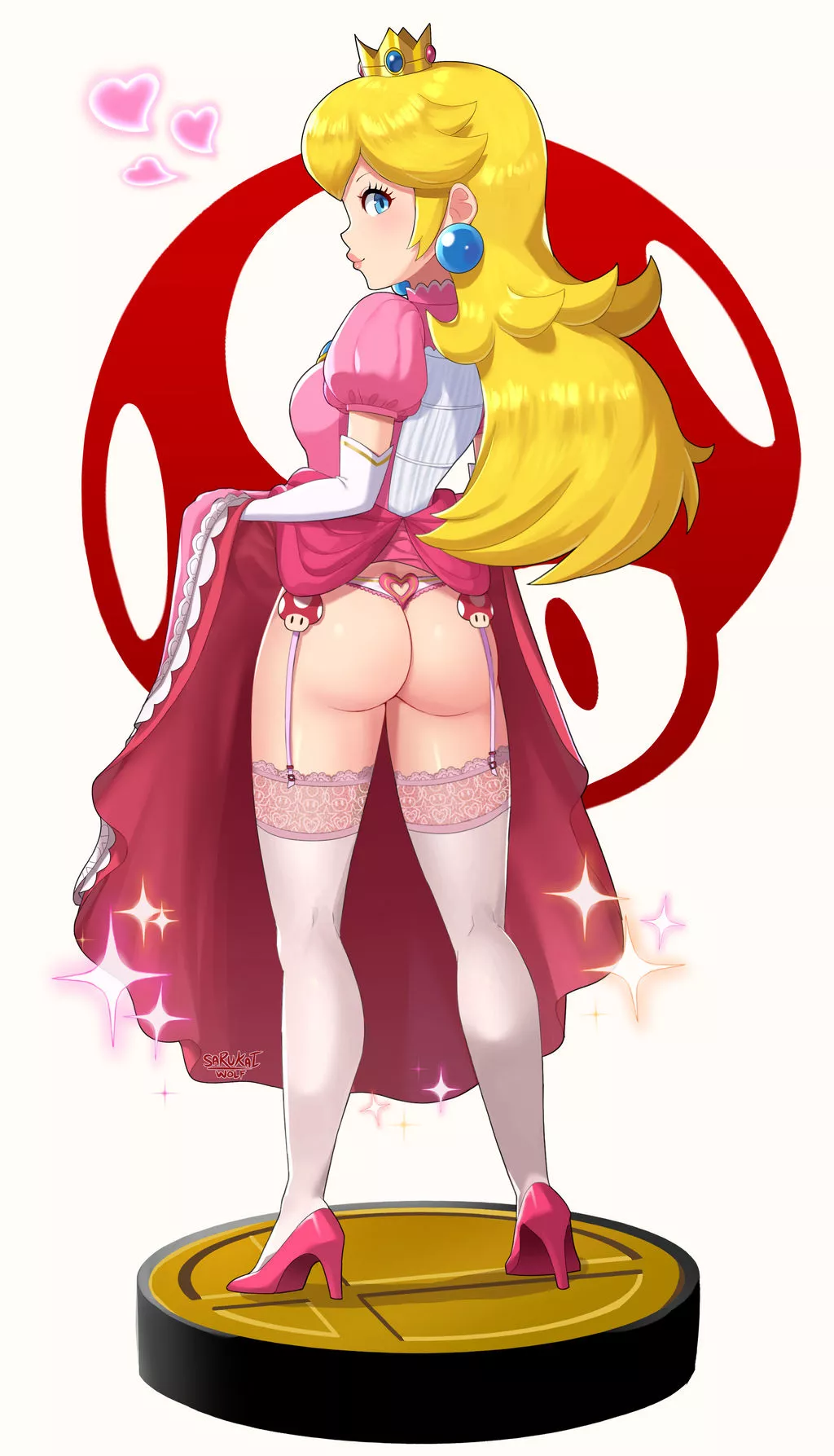 Peach Lifting Her Skirt From Behind (Sarukaiwolf )