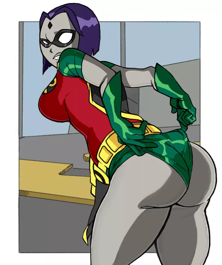 Raven tries Robin's outfit (GrubberPix)