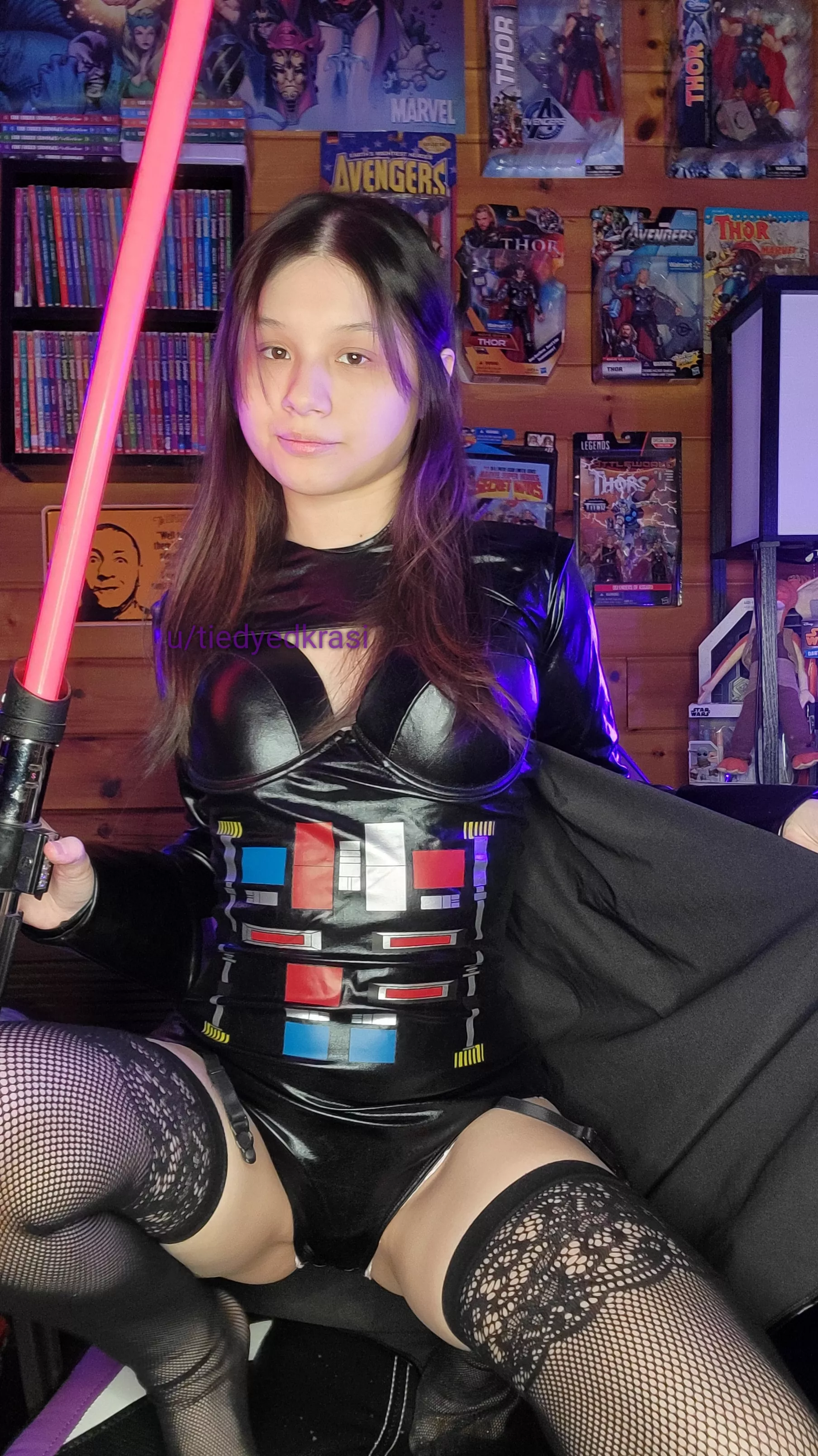 Darth Vader showing you what you get ( [F]rom the wall and other) when you come to the dark side