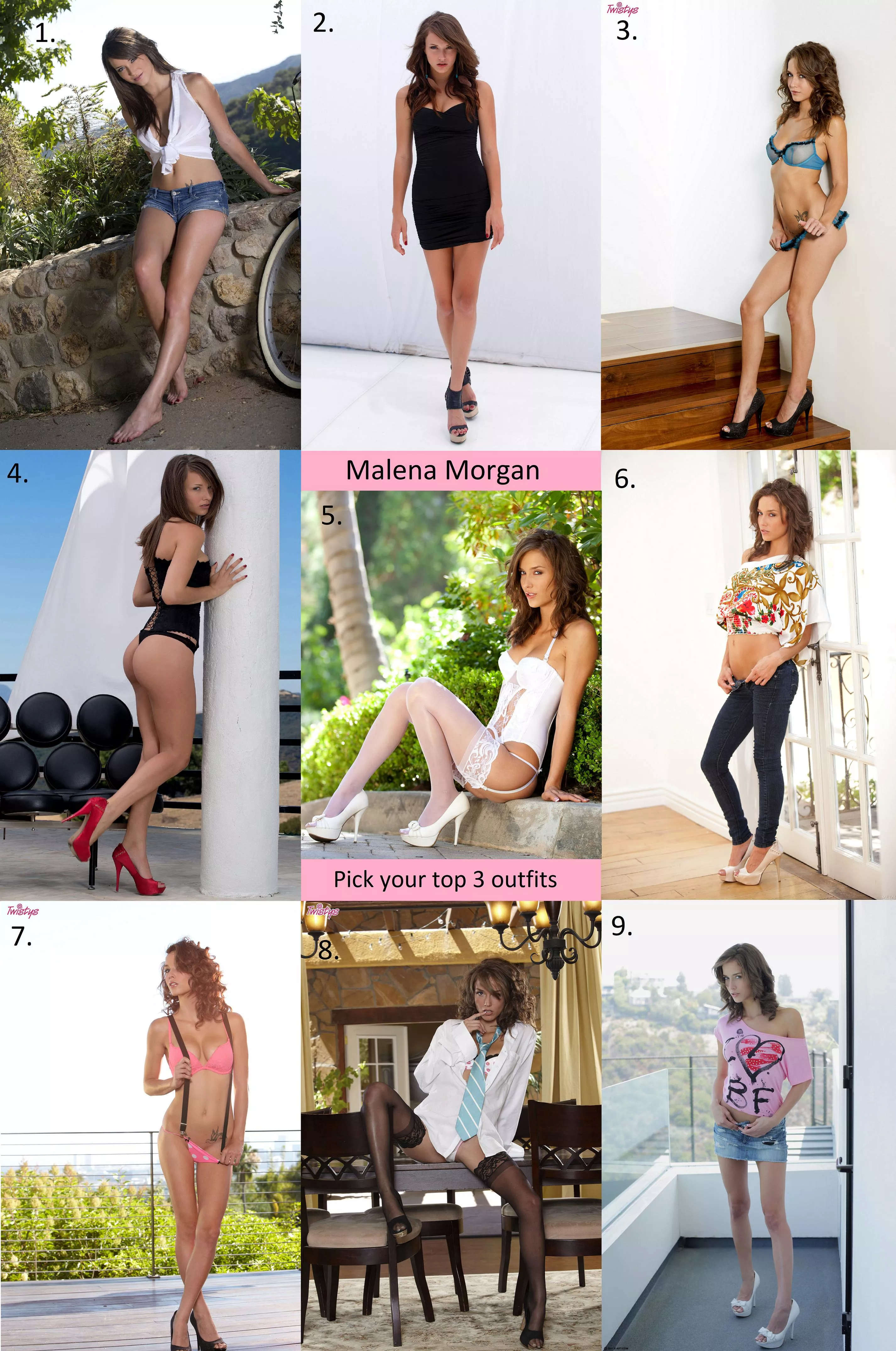 Pick your top 3 Malena Morgan outfits