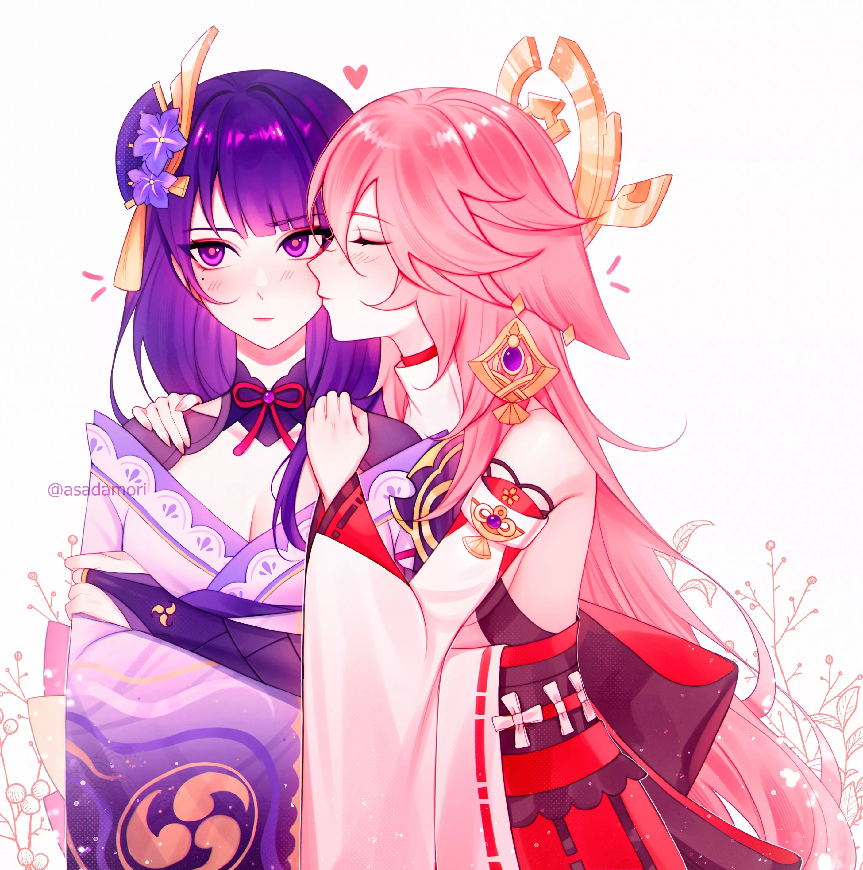 Warm EiMiko kiss (by asayumori) [Genshin impact]