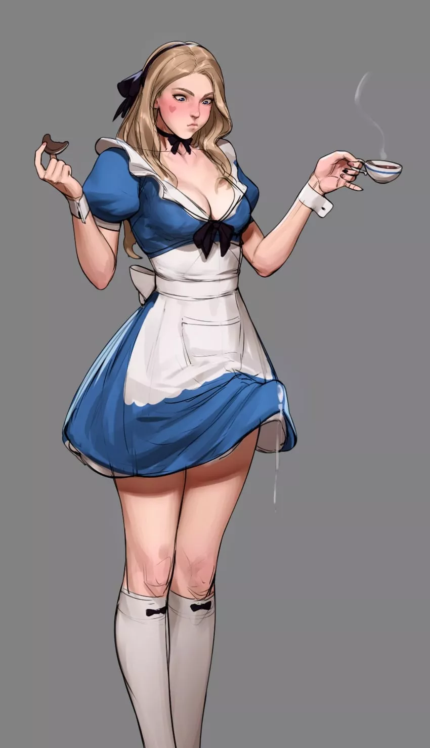 Alice makes a mess in her skirt