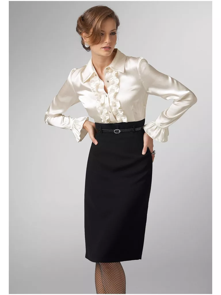 Black with cream satin frills