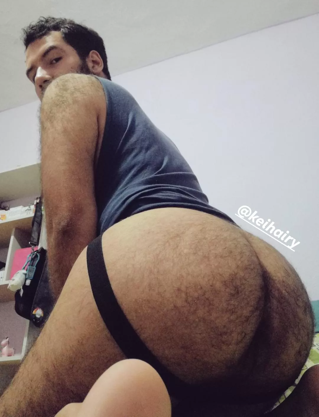 Jockstrap + Hairy ass = one hot ass pic