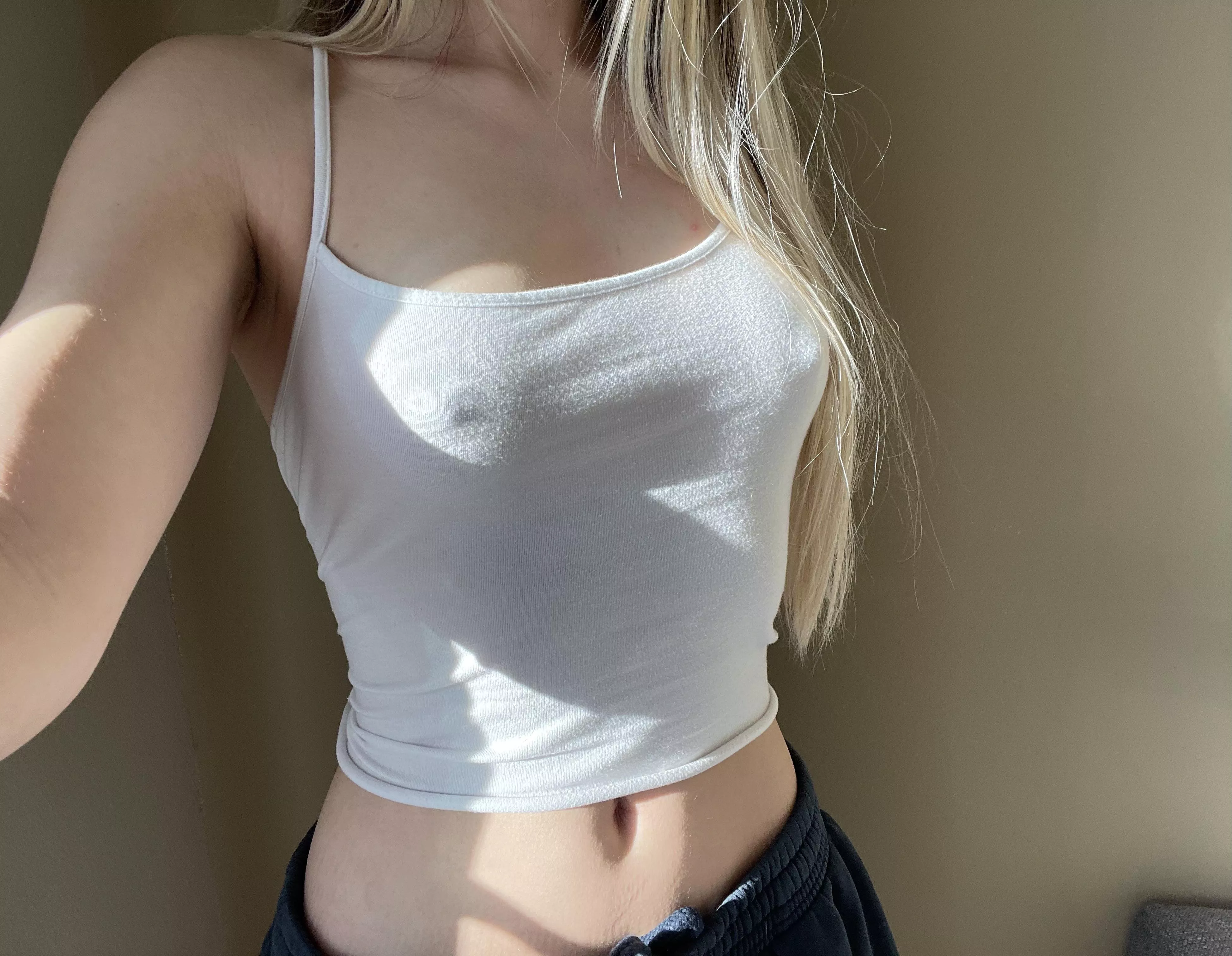 This blondie is going braless today