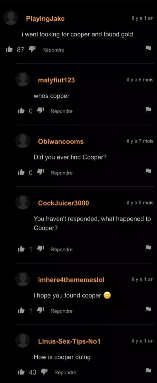 Cooper has gone missing :â€™(