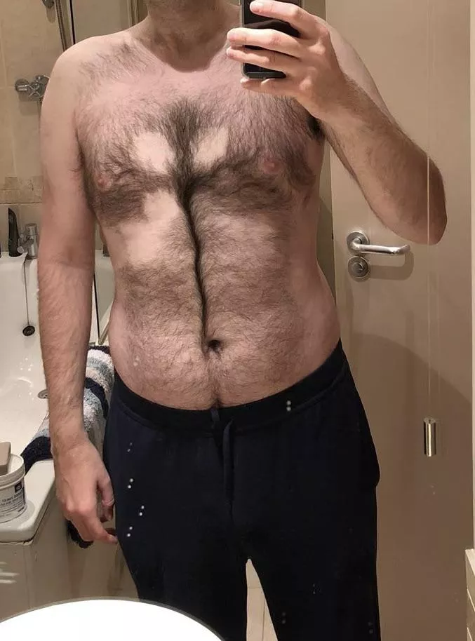 Iâ€™m sorry for not posting a pic in underwear today, so apologies for the lounge pants. Anyway, I had an ECG today and look what theyâ€™ve done to my chest! (41)