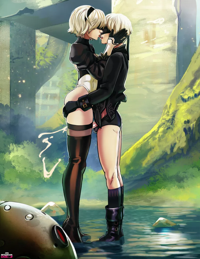 Melting between 2B's thighs