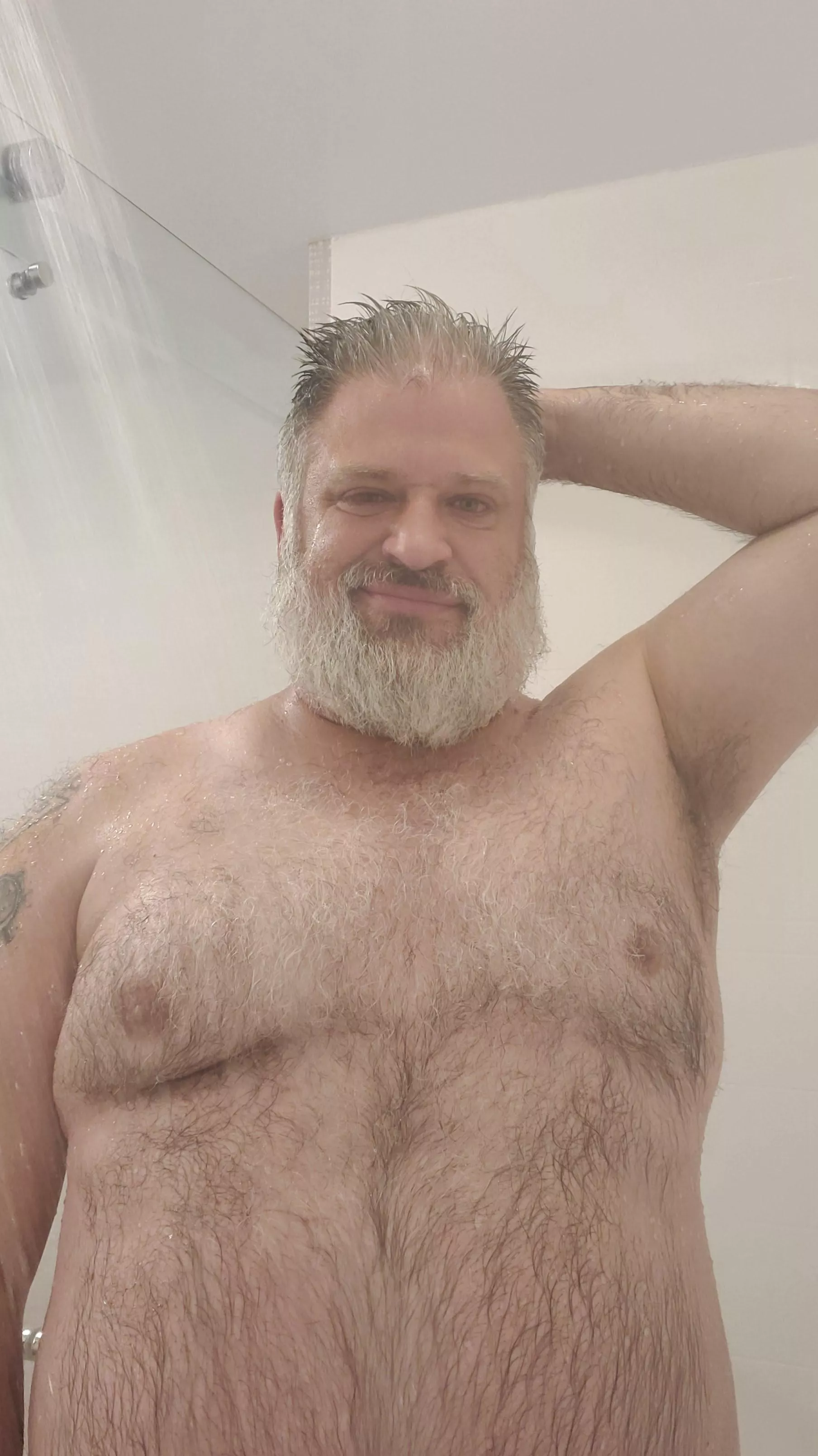 (40s) Any boys want to scrub Daddy's back?