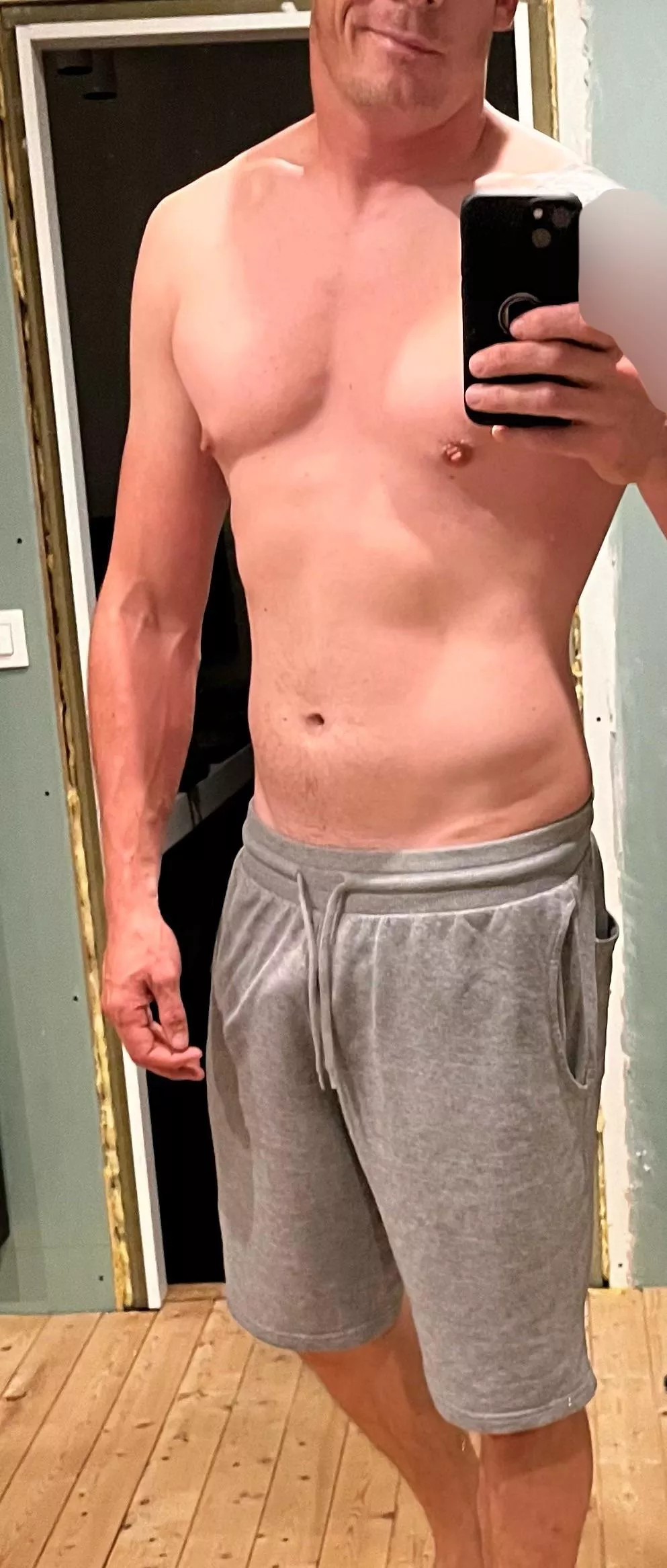 Apparently grey sweatpants is a thing. Shorts too? [35]