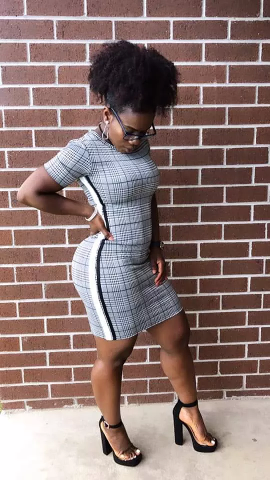 Curvy Chocolate Citie In Tight Dress