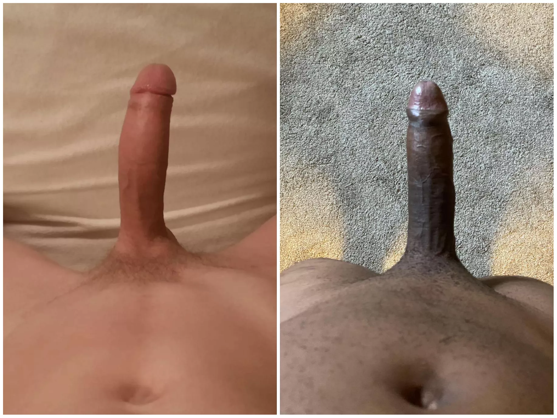 Me (left) vs. u/Yeageristaot compared ðŸ˜ I beat him just a tiny bit, both nice cocks!